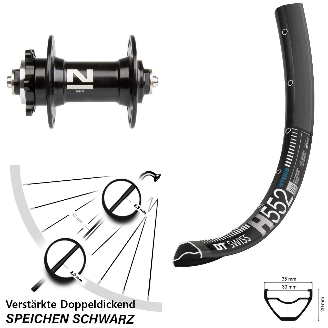 DT Swiss H 552 Novatec D041 29 Zoll Vorderrad 6-Loch QR