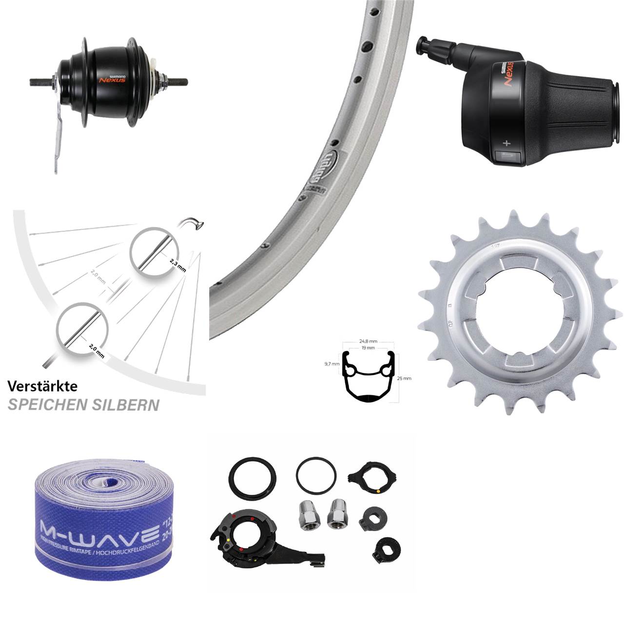 Hinterrad 28 Zoll Ryde Andra 10 Shimano SG-C6001-8C Nexus 8 Gang Rücktritt