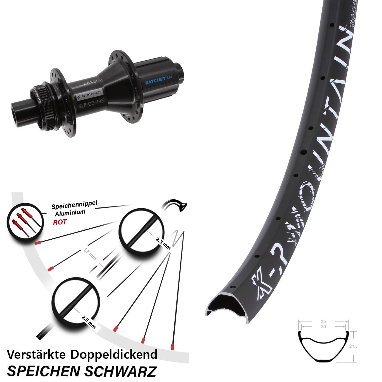 Centerlock Hinterrad 29 Zoll KX-R Mountain DT Swiss 370 Hybrid 8-11 fach 12x142