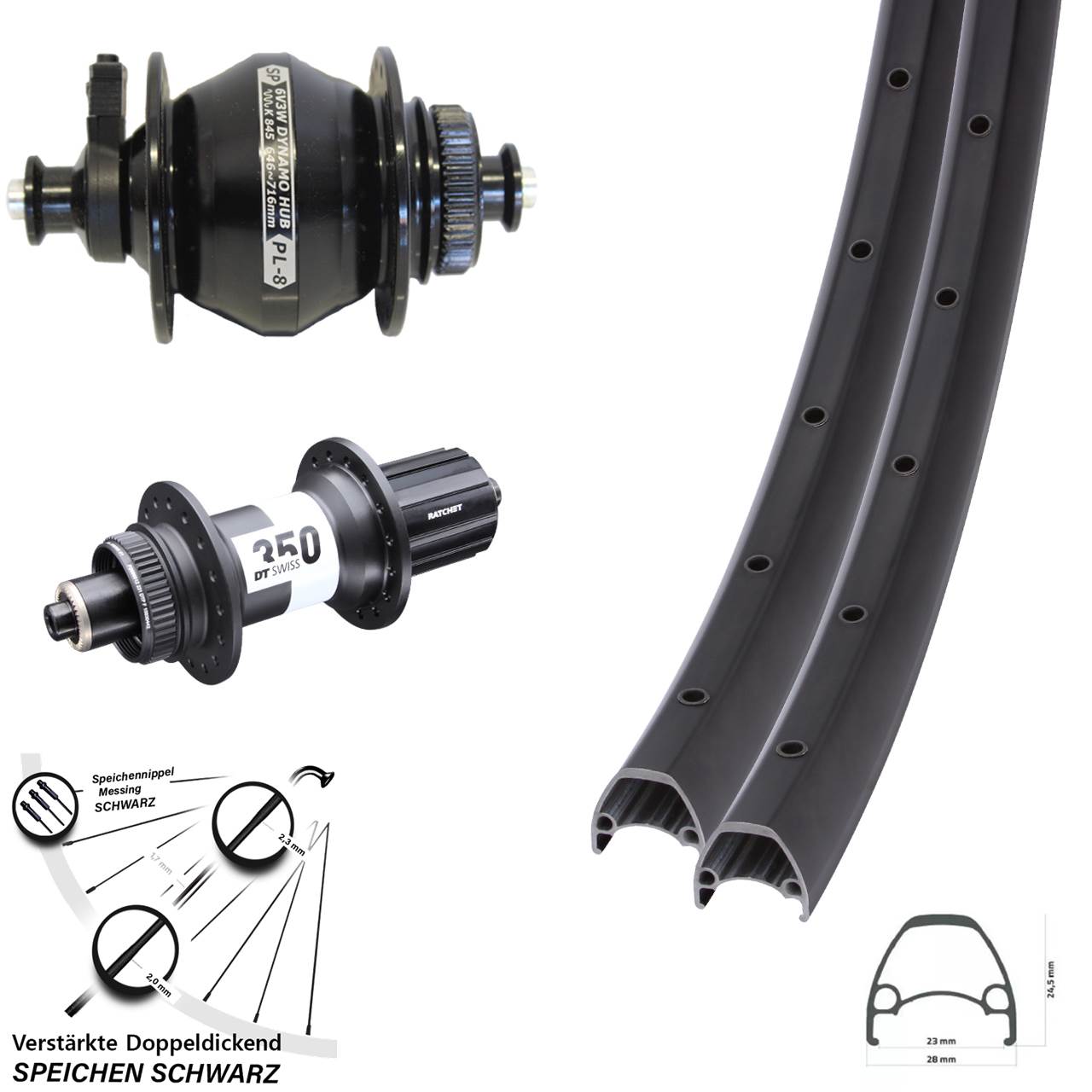 Ambrosio Sport DT Swiss 350 SP PL-8 28 Zoll Laufradsatz Disc QR 8-11 fach HG