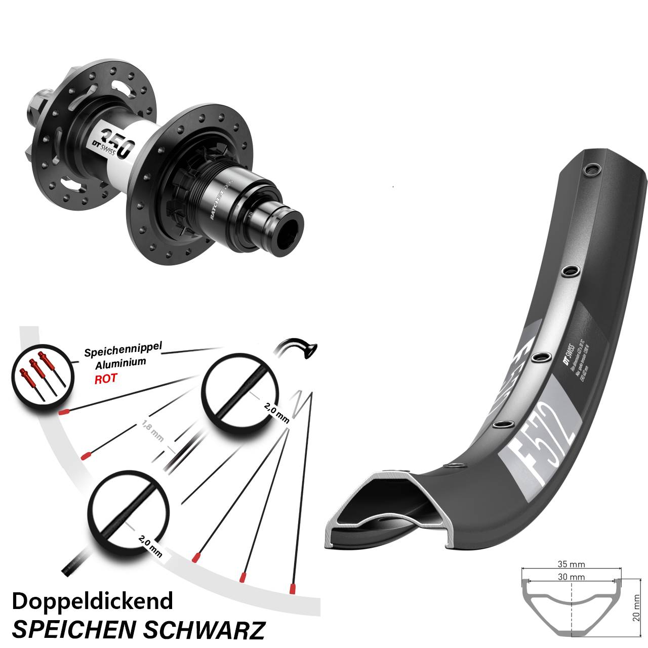 Disc Hinterrad 29 Zoll DT Swiss F572-350 DEG72 SRAM XD 12x148