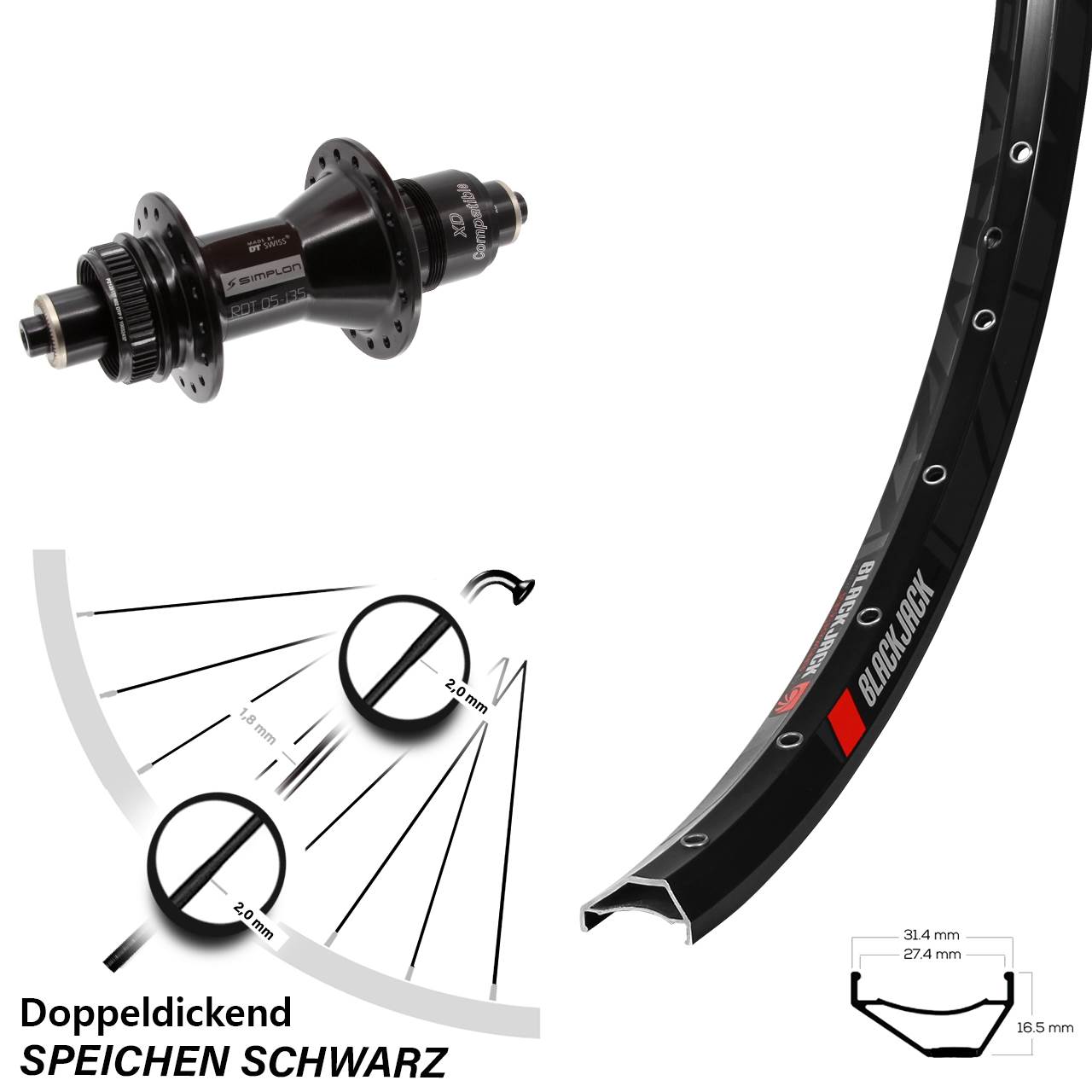 Disc Laufrad 650B Rodi Ready 27 DT Swiss 370 SRAM XD für Schnellspanner