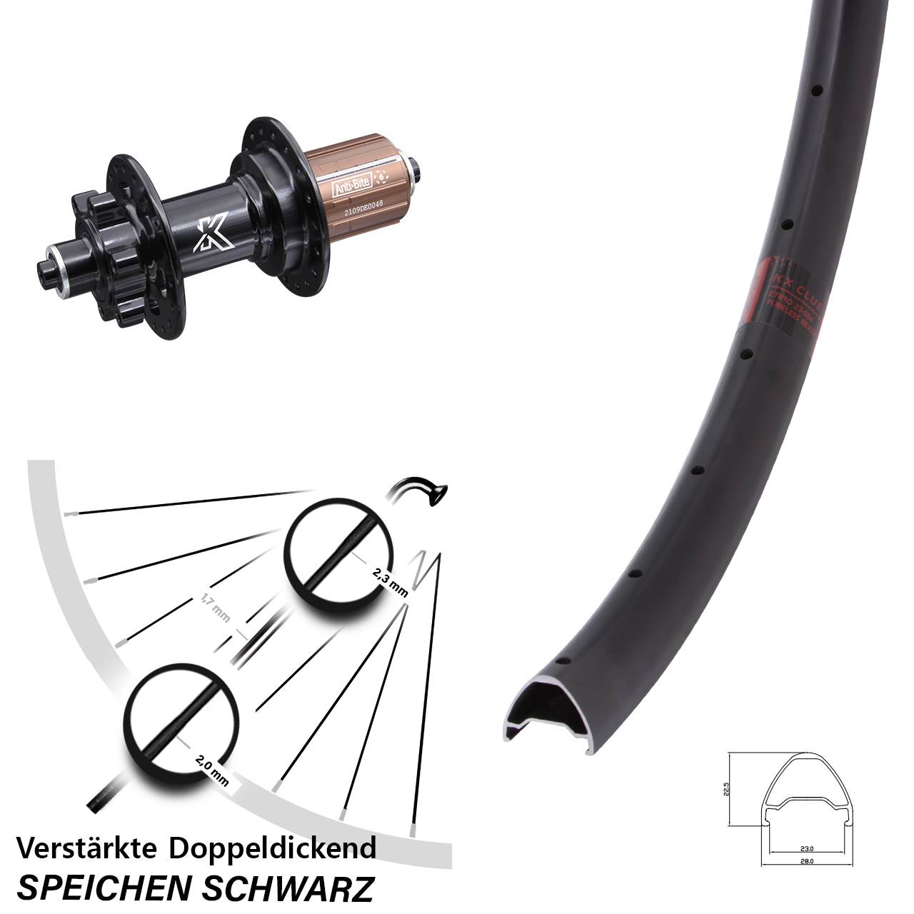 Disc Hinterrad 26 Zoll KX-M Clue 8-12 fach HG für Schnellspanner