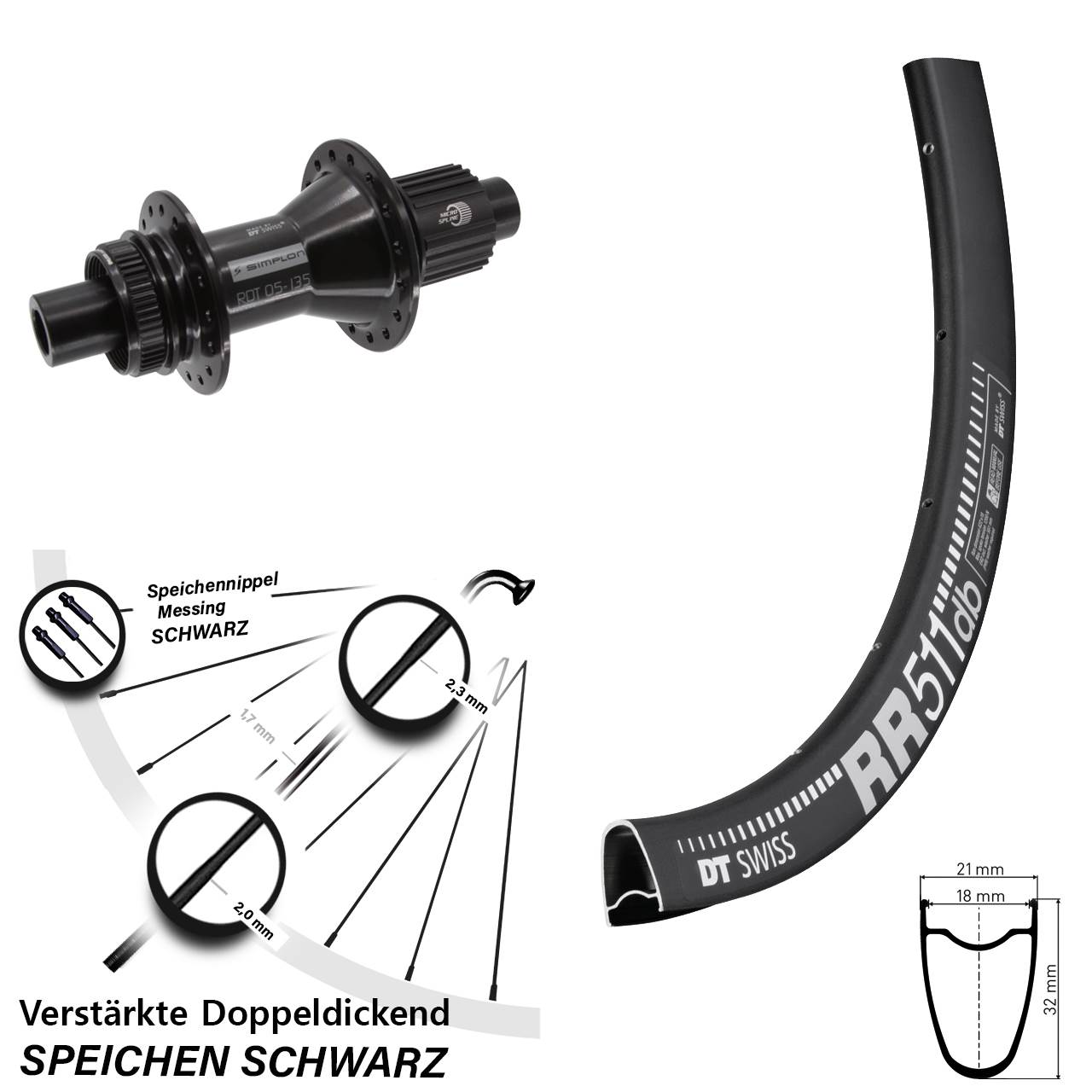 Disc Laufrad 12x142 28 Zoll DT Swiss RR 511 370 Hybrid Shimano Micro Spline