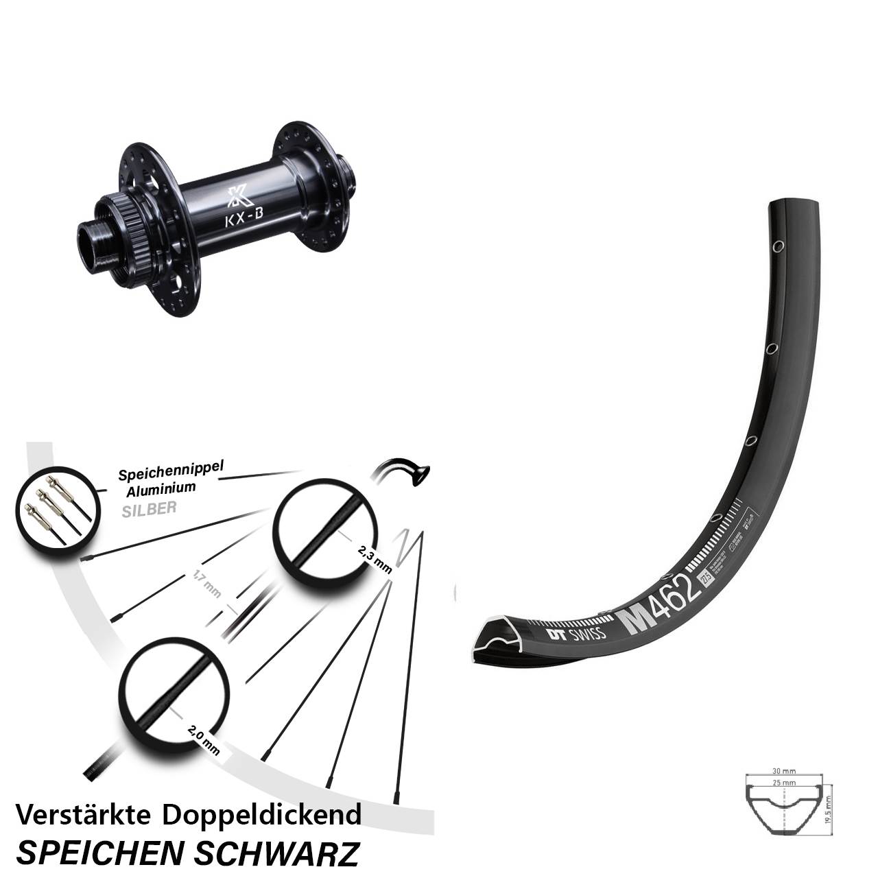 DT Swiss M462 KX-B Disc 29 Zoll Vorderrad 15x110 Boost