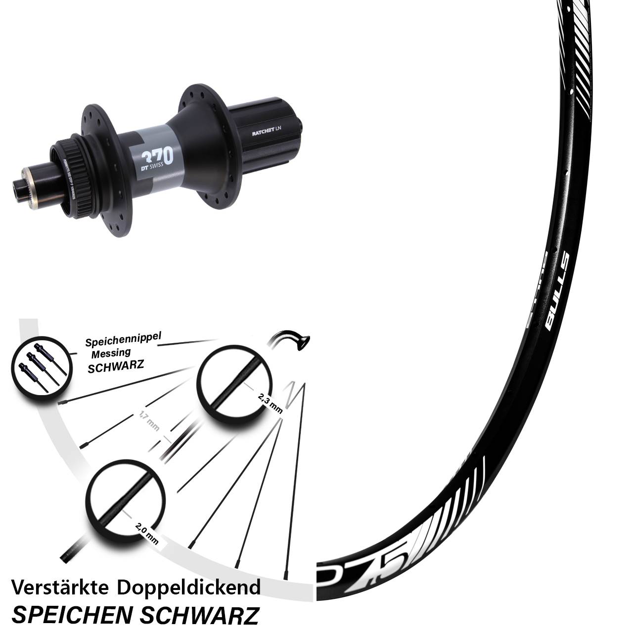 Hinterrad Centerlock 27,5 Zoll BULLS Sabre DT Swiss 370 8-12 fach HG QR