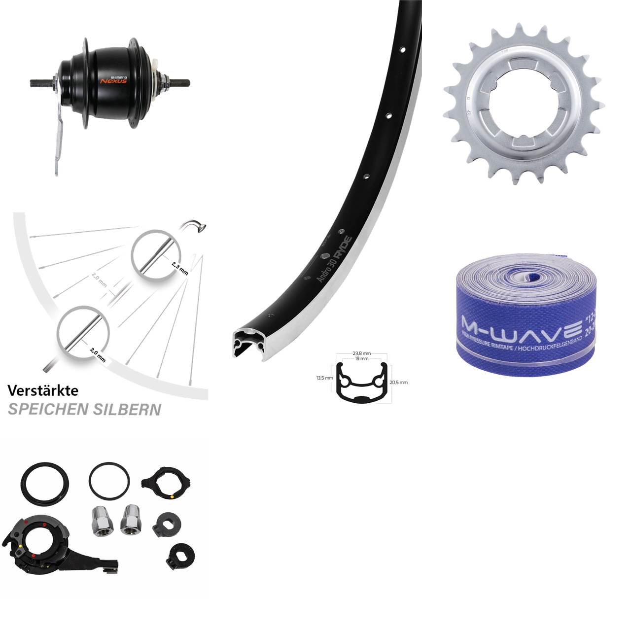 Hinterrad 28 Zoll Ryde Andra 30 Shimano SG-C6001-8C Nexus 8 Gang Rücktritt