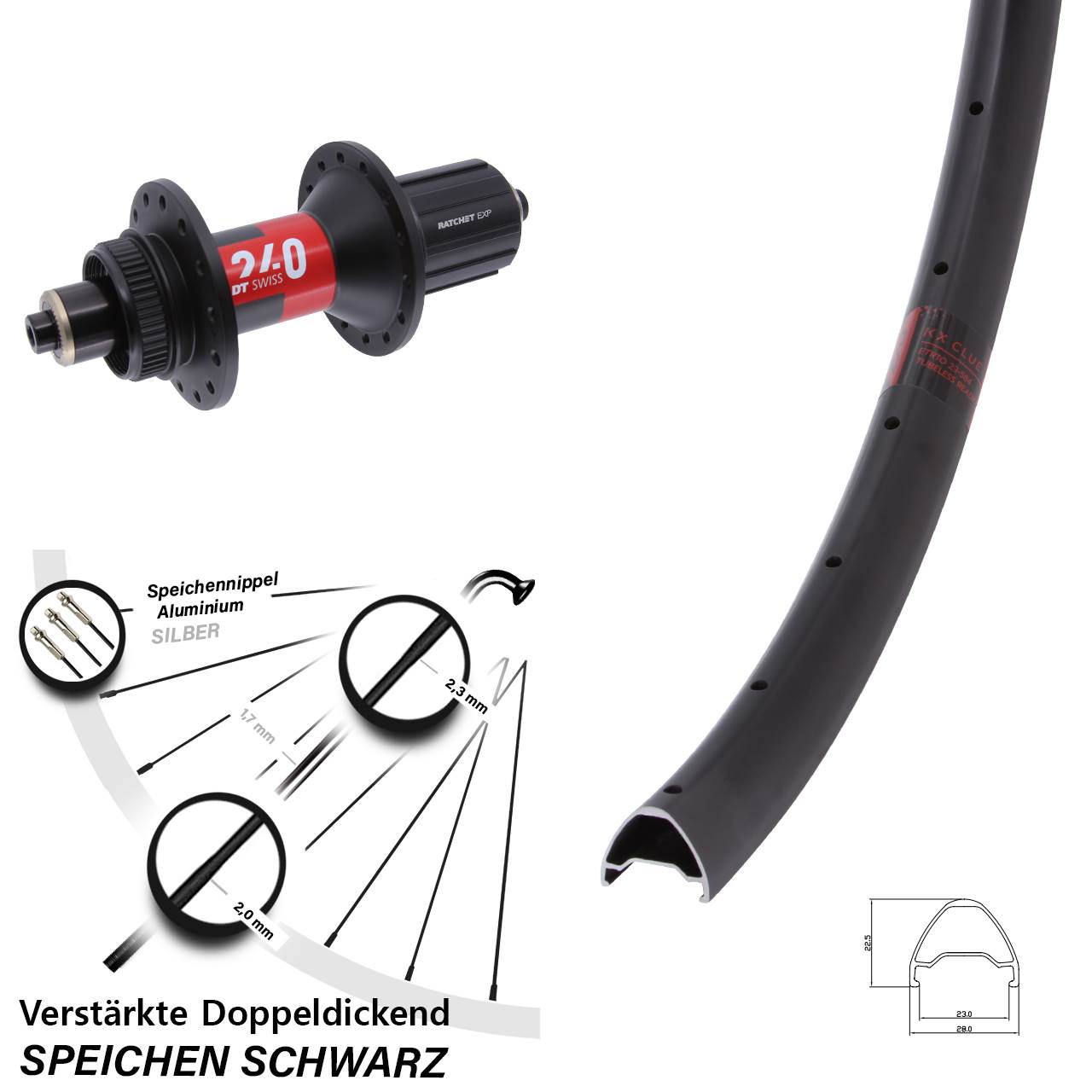 29 Zoll KX Clue DT Swiss 240 EXP Disc Laufrad für Schnellspanner 11-12 fach HG