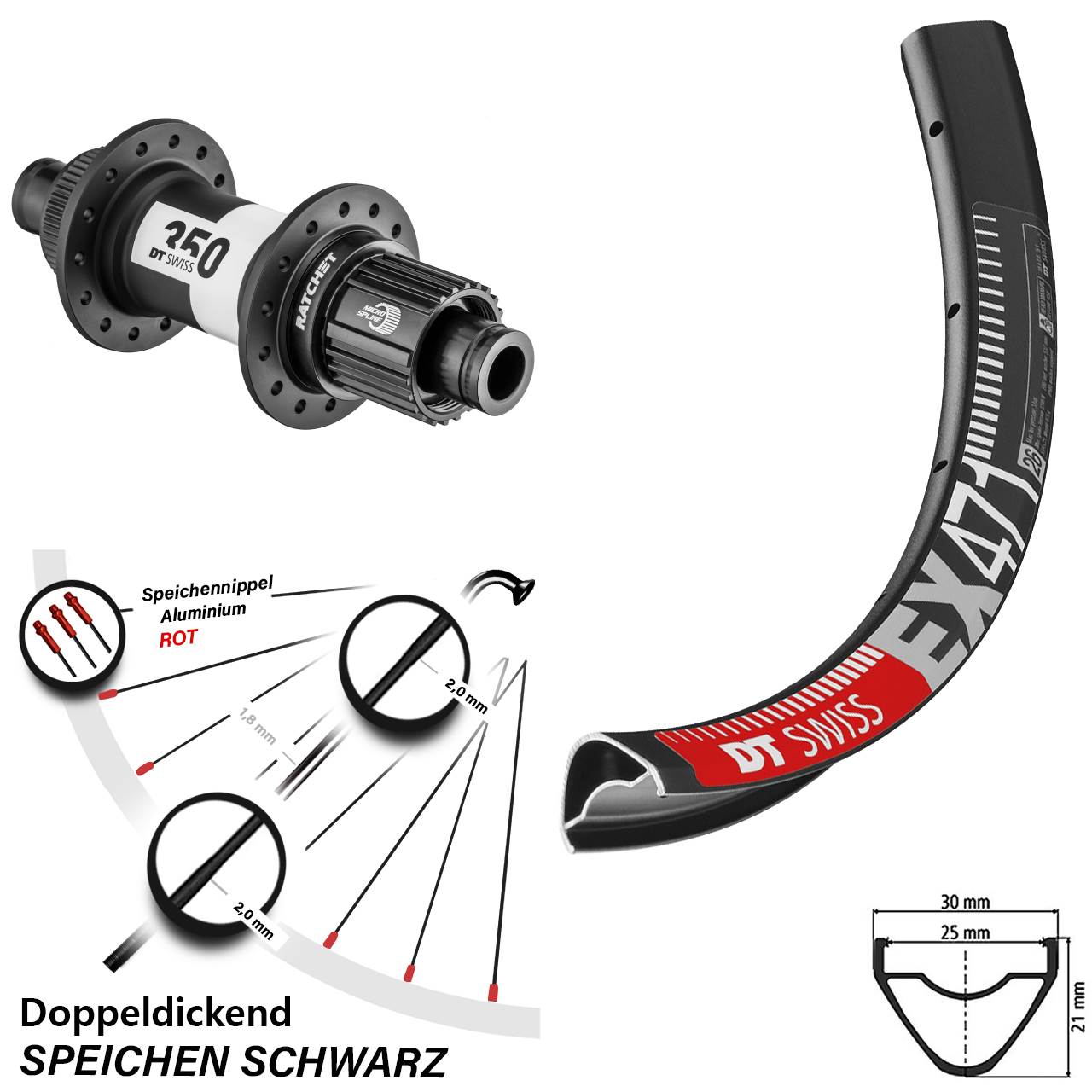 27,5 Zoll DT Swiss EX471-350 Disc Hinterrad 12x142 Micro Spline