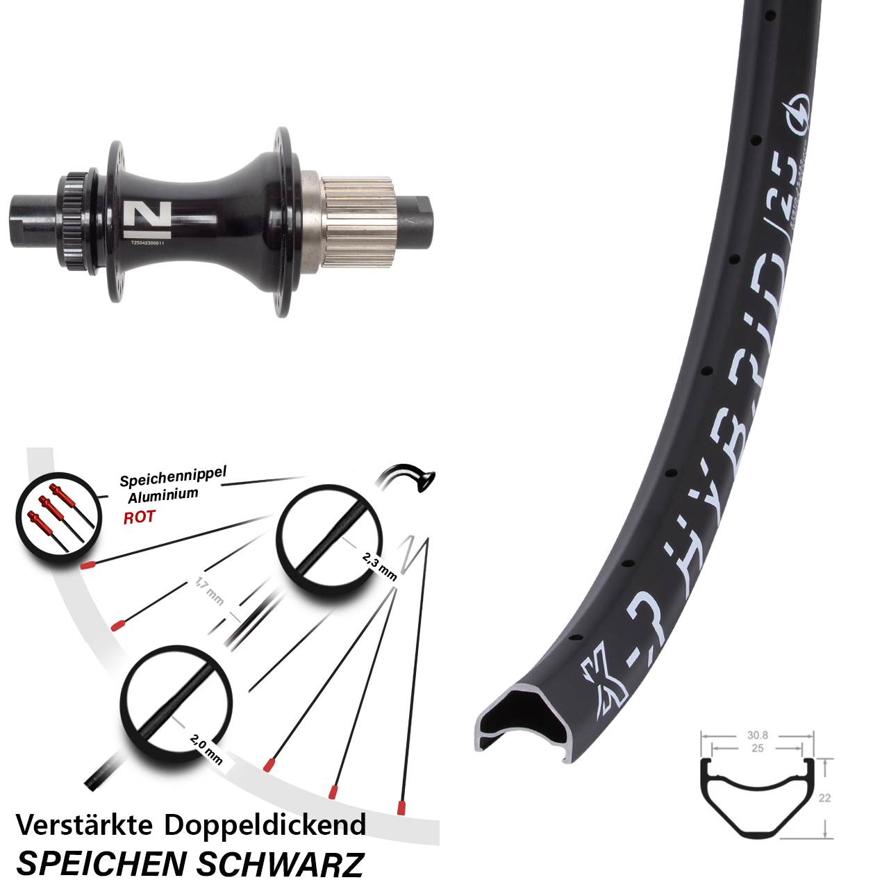 650B KX-R Hybrid 25 Novatec D462 Disc Hinterrad 12x148 Shimano Micro Spline