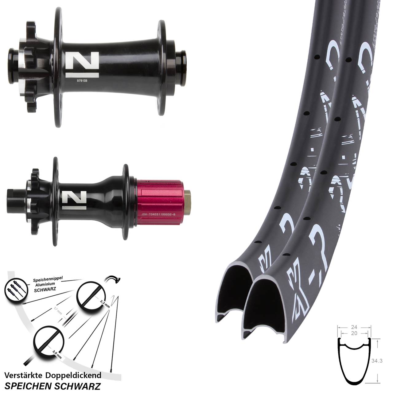 Laufradsatz 6-Loch 28-29 Zoll KX-R Road Novatec D791-D792 8-12 fach 12x100/142