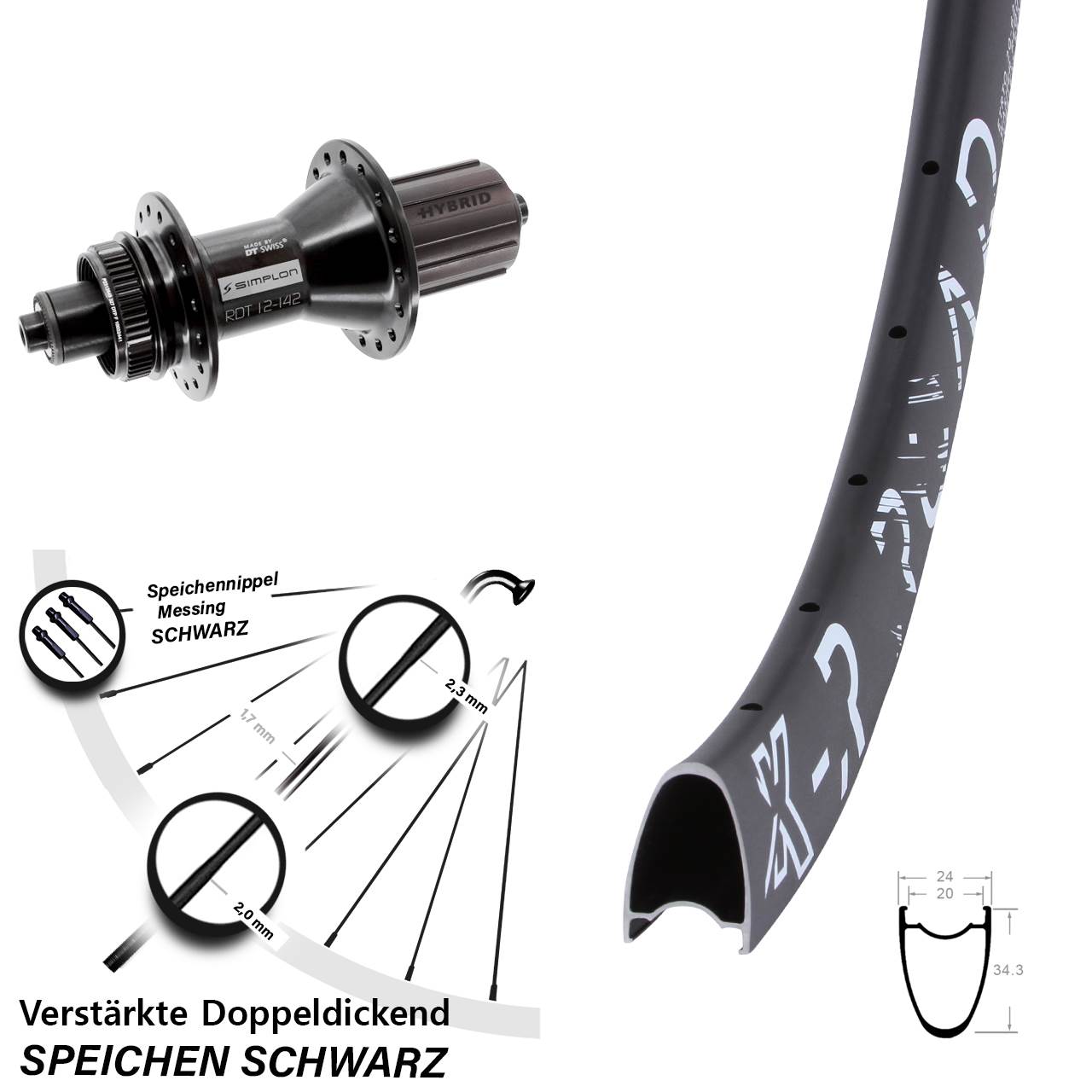 Disc Hinterrad 28-29 Zoll KX-R Road DT Swiss 370 Hybrid 8-11 fach HG QR