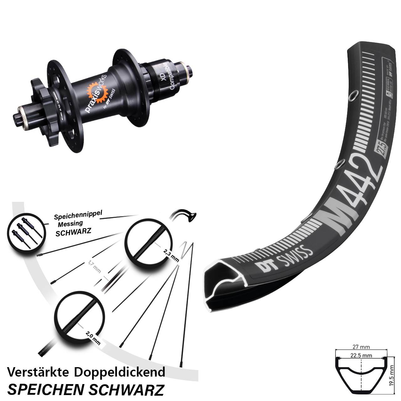 Disc Laufrad 28 Zoll DT Swiss M 442-350 XD 11-12 fach QR