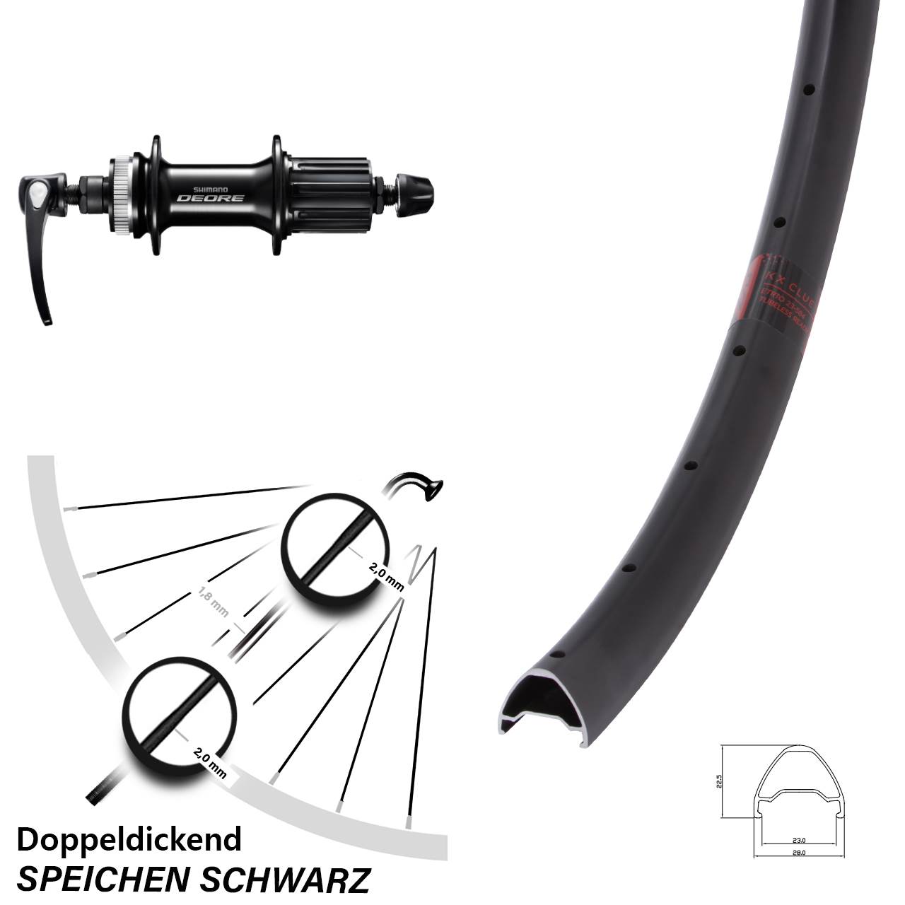 Disc Hinterrad für Schnellspanner 27,5 Zoll KX Clue Shimano Deore 8-11 fach
