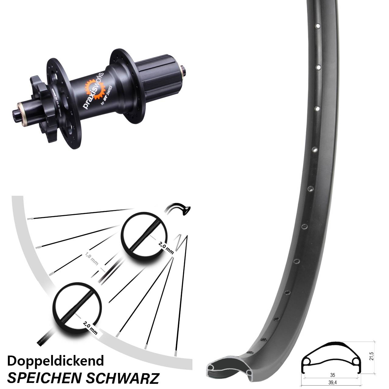 27,5 Zoll Hinterrad Ambrosio E35 DT Swiss 350 Disc 8-11 fach