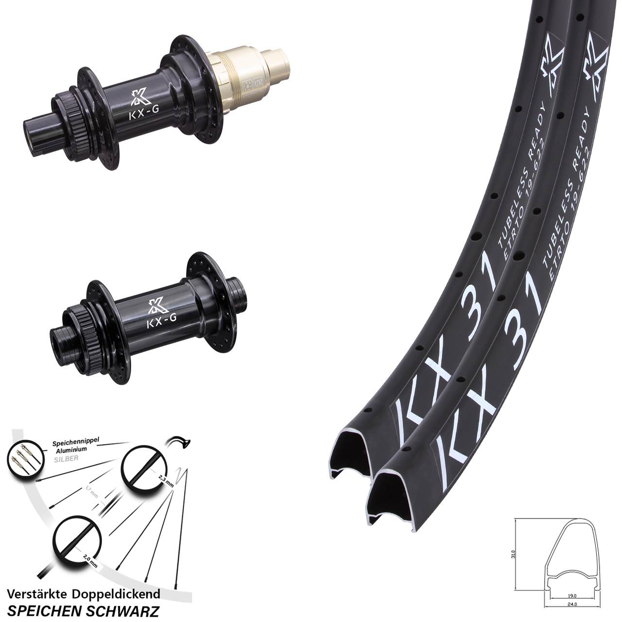 Disc Laufradsatz 12x100/142 28 Zoll KX 31 Gravel SRAM XDR