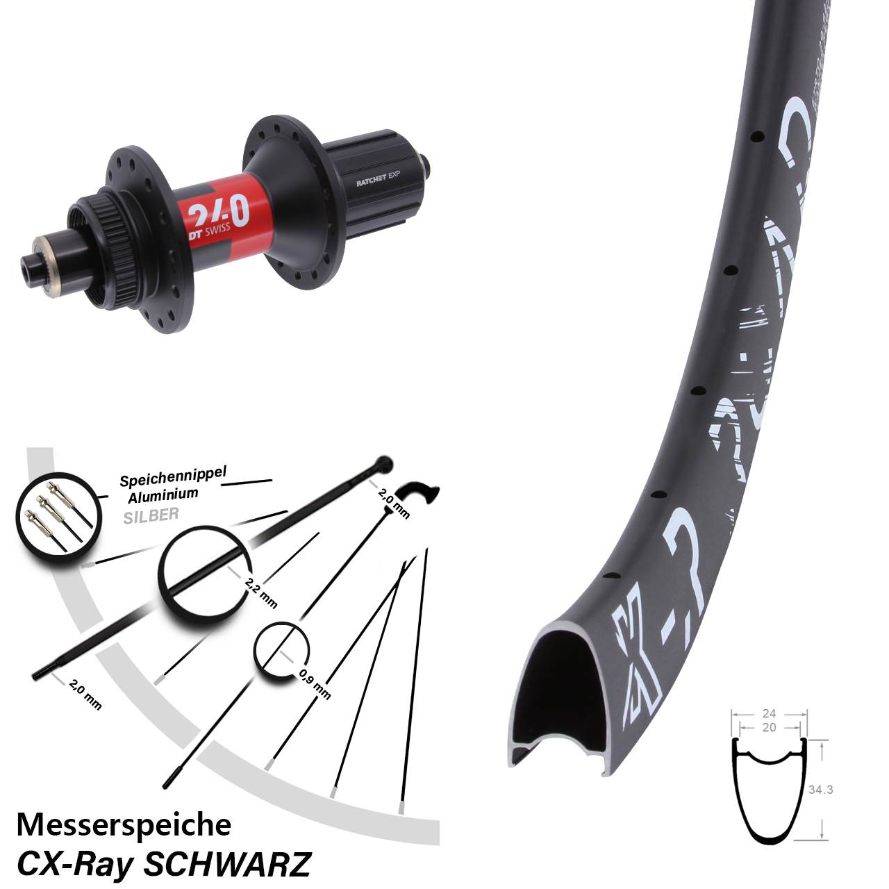 Disc Laufrad 28 Zoll KX-R Road DT Swiss 240 11-12 fach QR CX-Ray