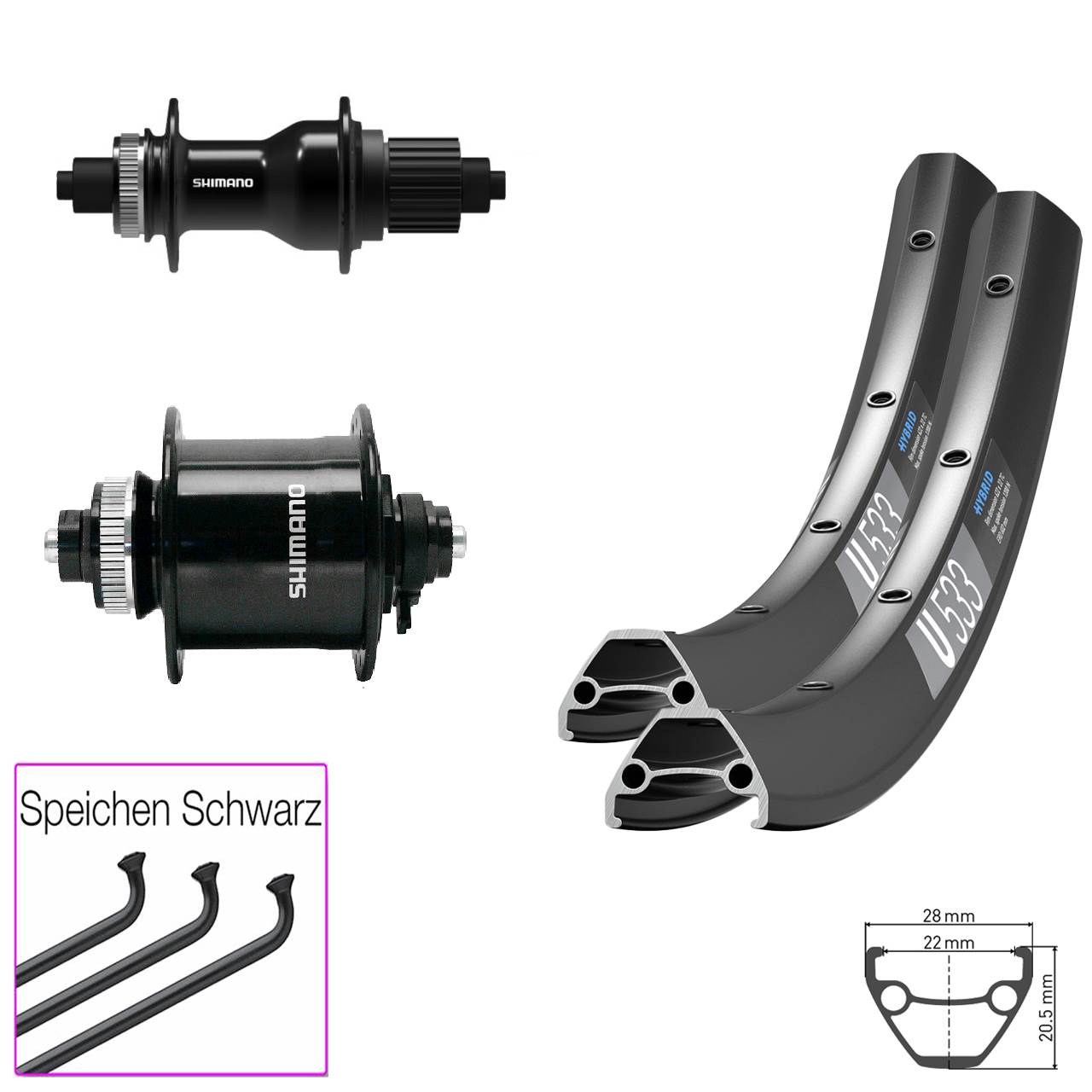 29 Zoll DT Swiss U533 Shimano QC500 UR700 Micro Spline Centerlock Laufradsatz 5x100/135