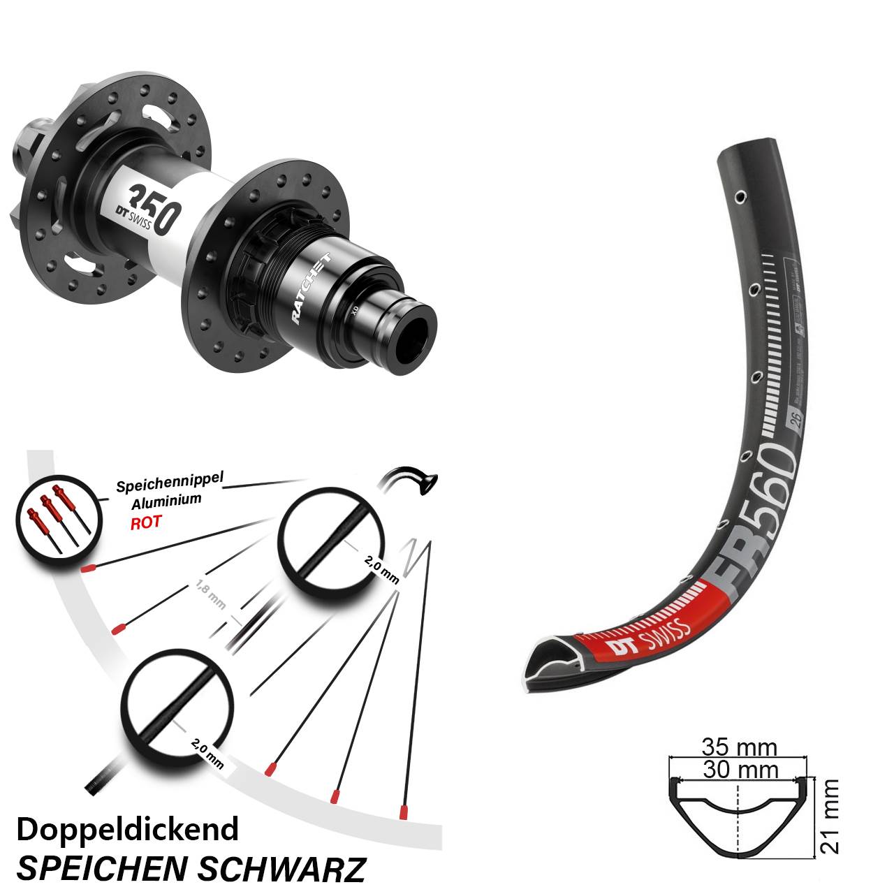 DT Swiss FR 560 DT Swiss 350 26 Zoll Hinterrad 6-Loch 12x148 Boost XD 11-12 fach