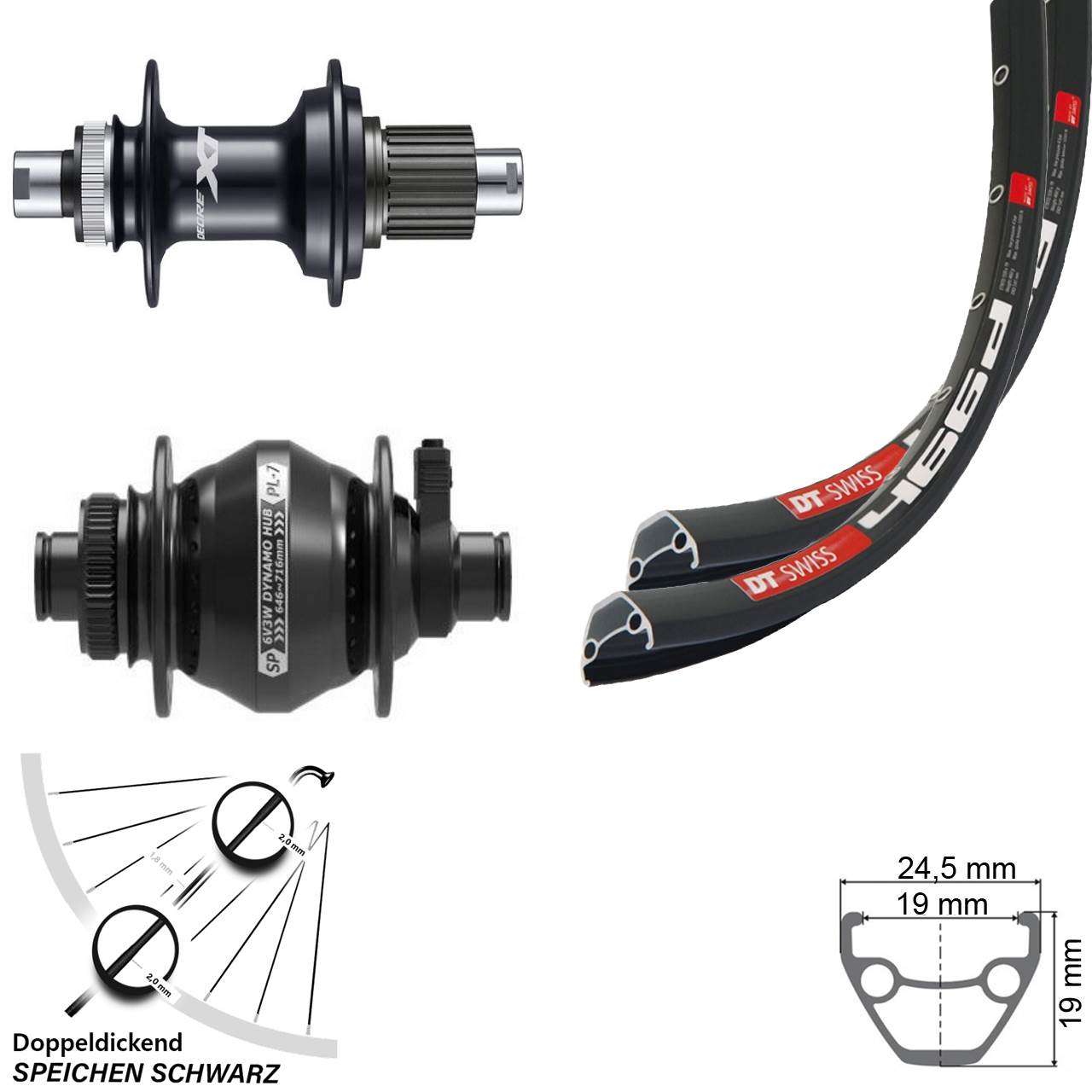 Disc 12x100/142 Laufradsatz 28 Zoll DT Swiss 466d Shutter PL-7 Shimano XT Micro Spline