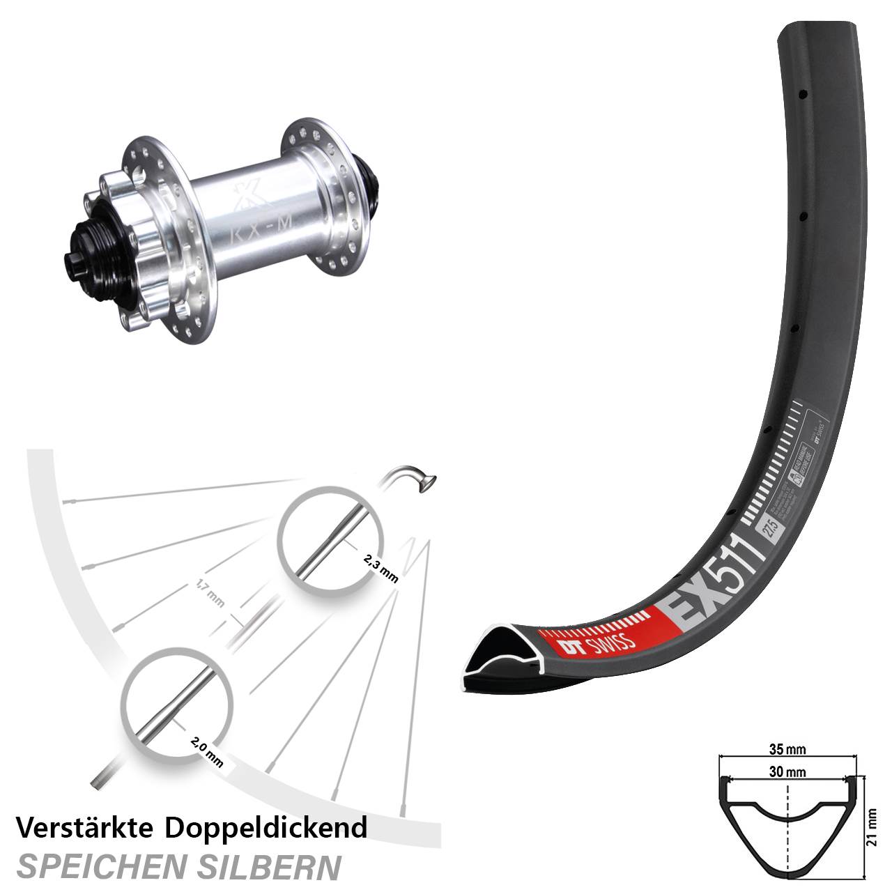 DT Swiss EX511 KX-M 29 Zoll Disc Vorderrad QR