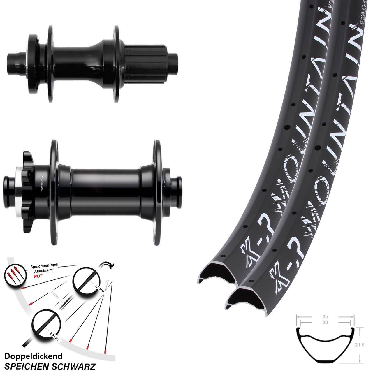 6-Loch Laufradsatz 29 Zoll KX-R Mountain Fastace Novatec D341 8-12 fach 15x110 12x148