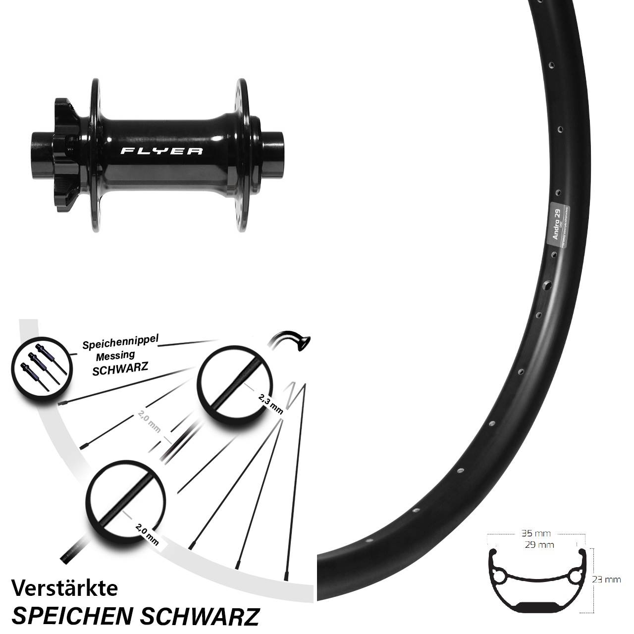 Vorderrad Ryde Andra 29 Zoll mit Nabe Formula Boost