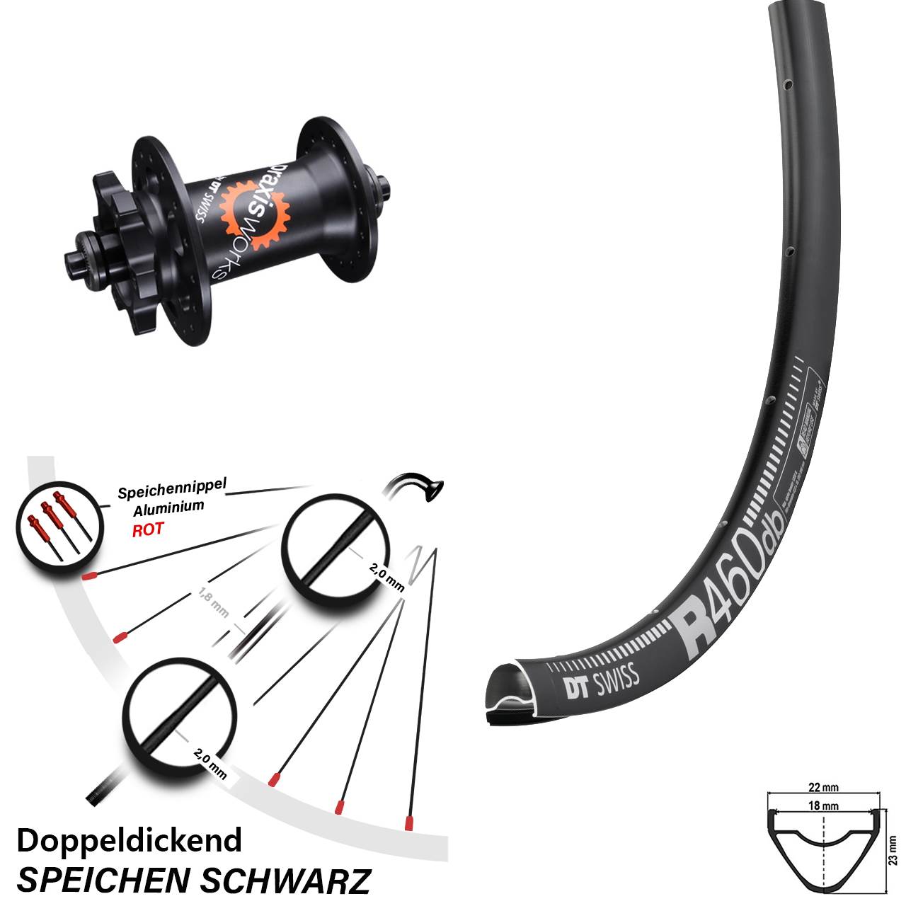 28 Zoll Vorderrad Road Disc R 460 DT Swiss 350 SL QR 6-loch