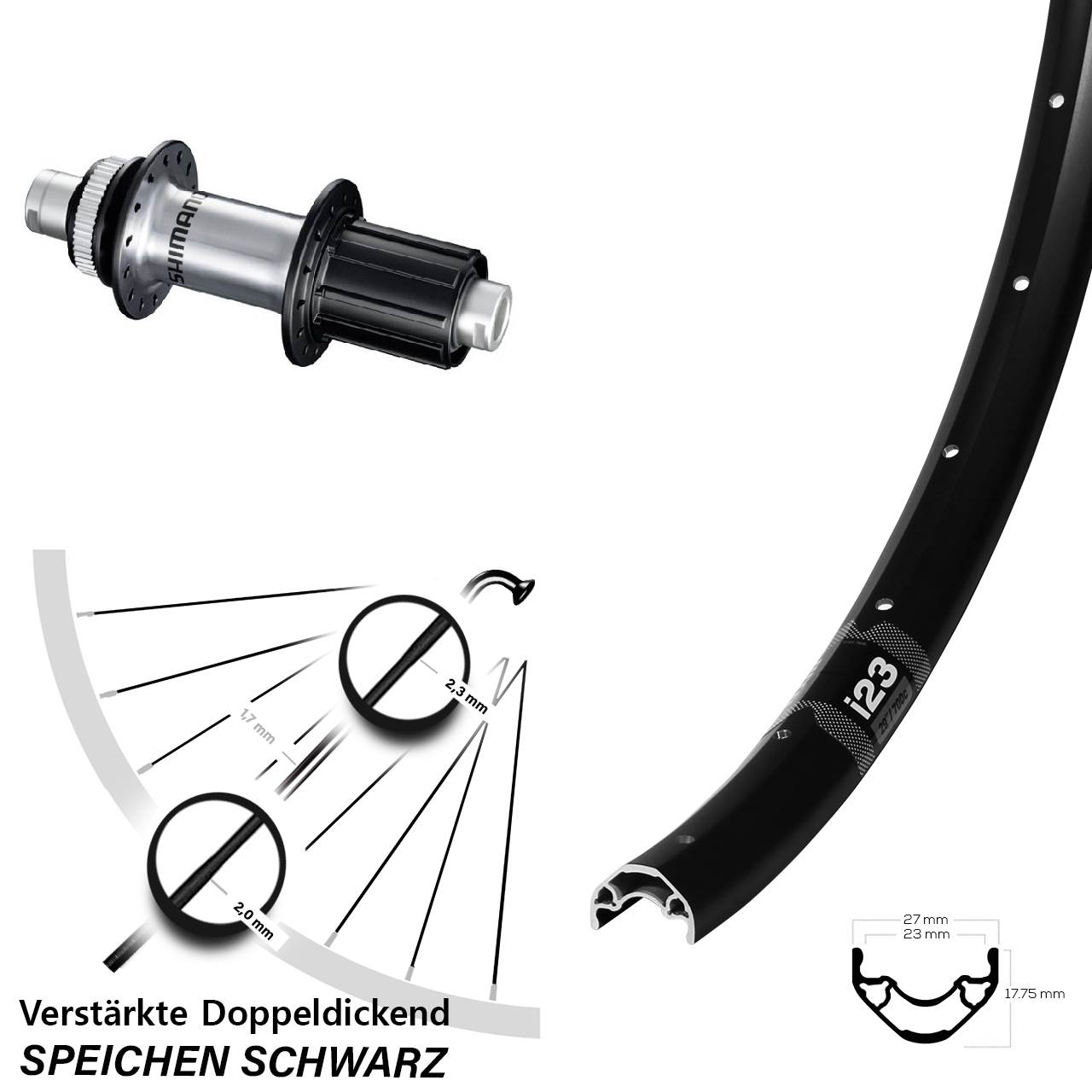 29 Zoll WTB i23 ST Shimano GRX Centerlock Hinterrad 12x142 8-12 fach HG