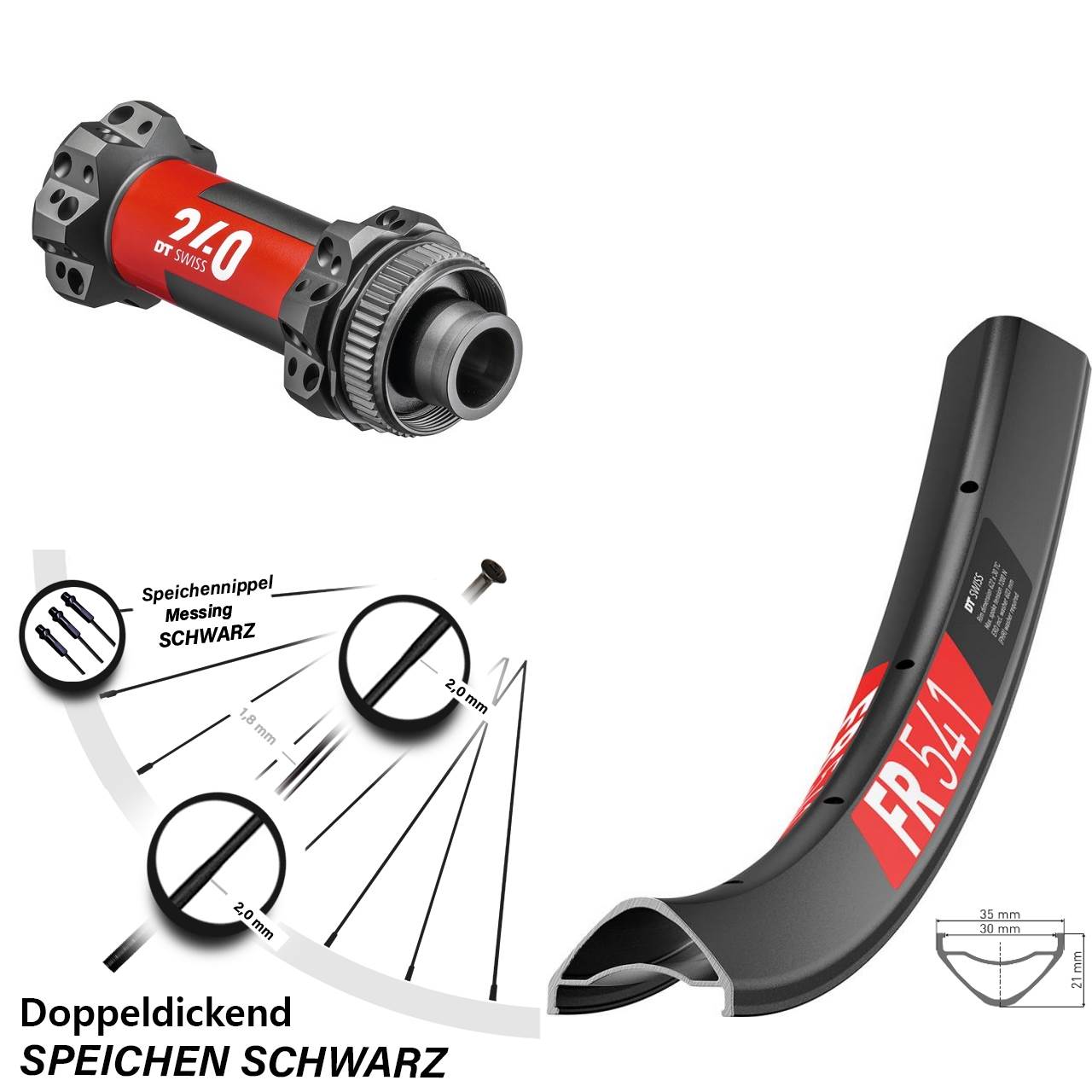 27,5 Zoll Vorderrad FR 541 DT Swiss 240 Straightpull Centerlock Boost 15x110 mm Steckachse