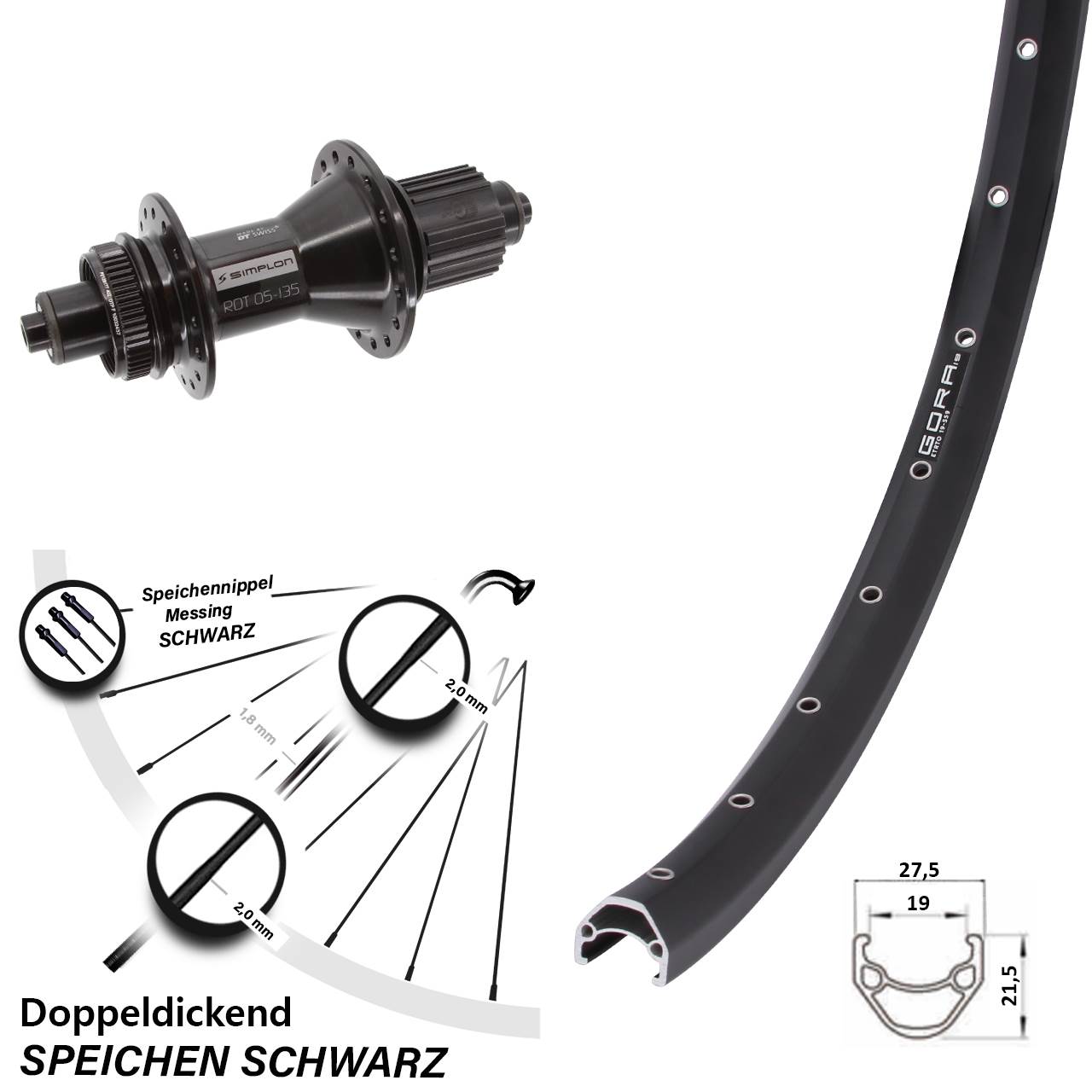 Gora 19 DT Swiss 370 Hybrid 28 Zoll Disc Laufrad QR Micro Spline