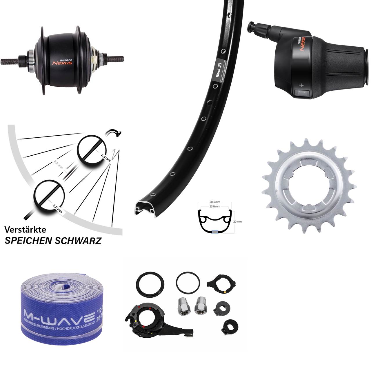 27,5 Zoll Hinterrad Ryde Rival 23 8-Gang Centerlock