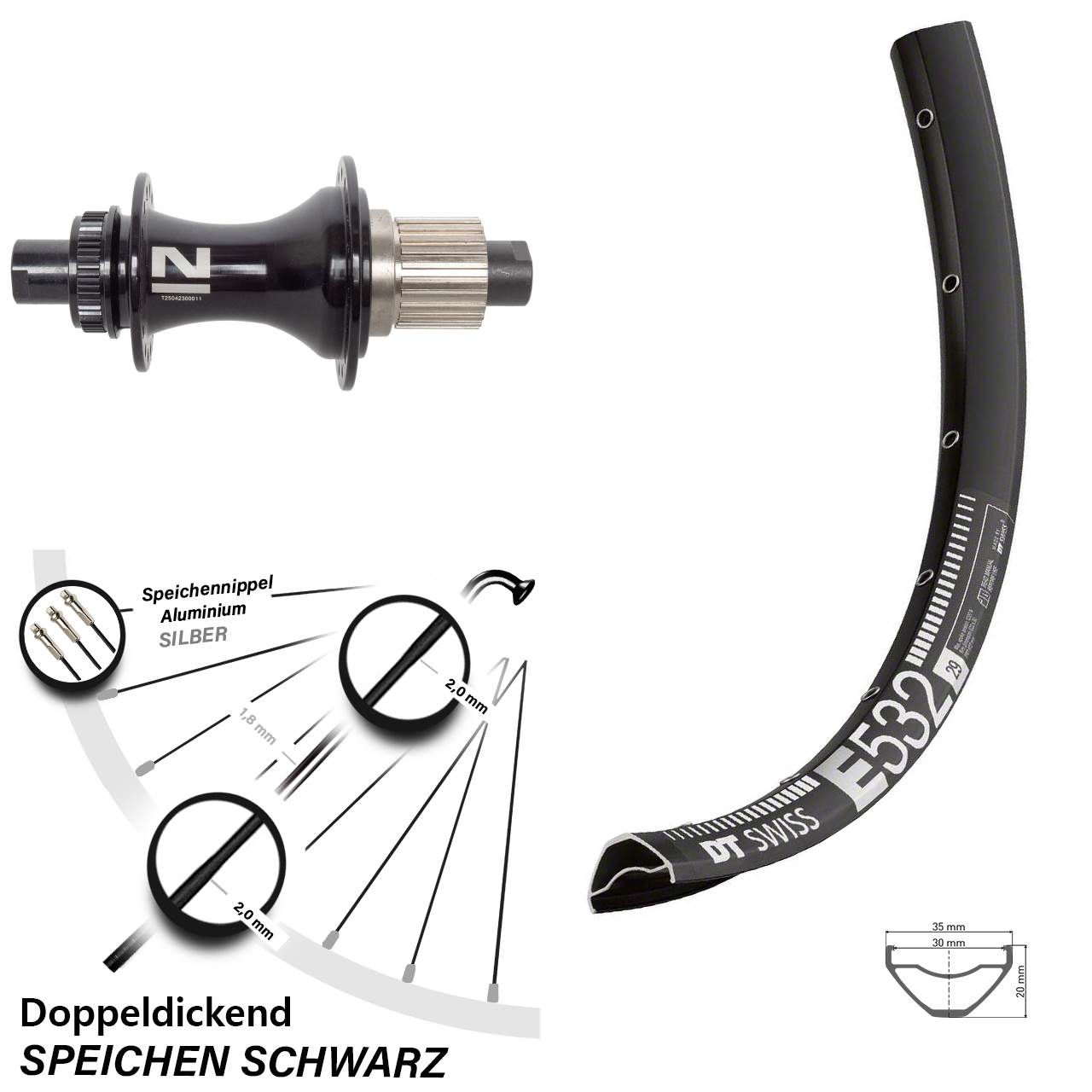 Disc Laufrad 12x148 27,5 Zoll DT Swiss E 532 Novatec D462 Shimano Micro Spline