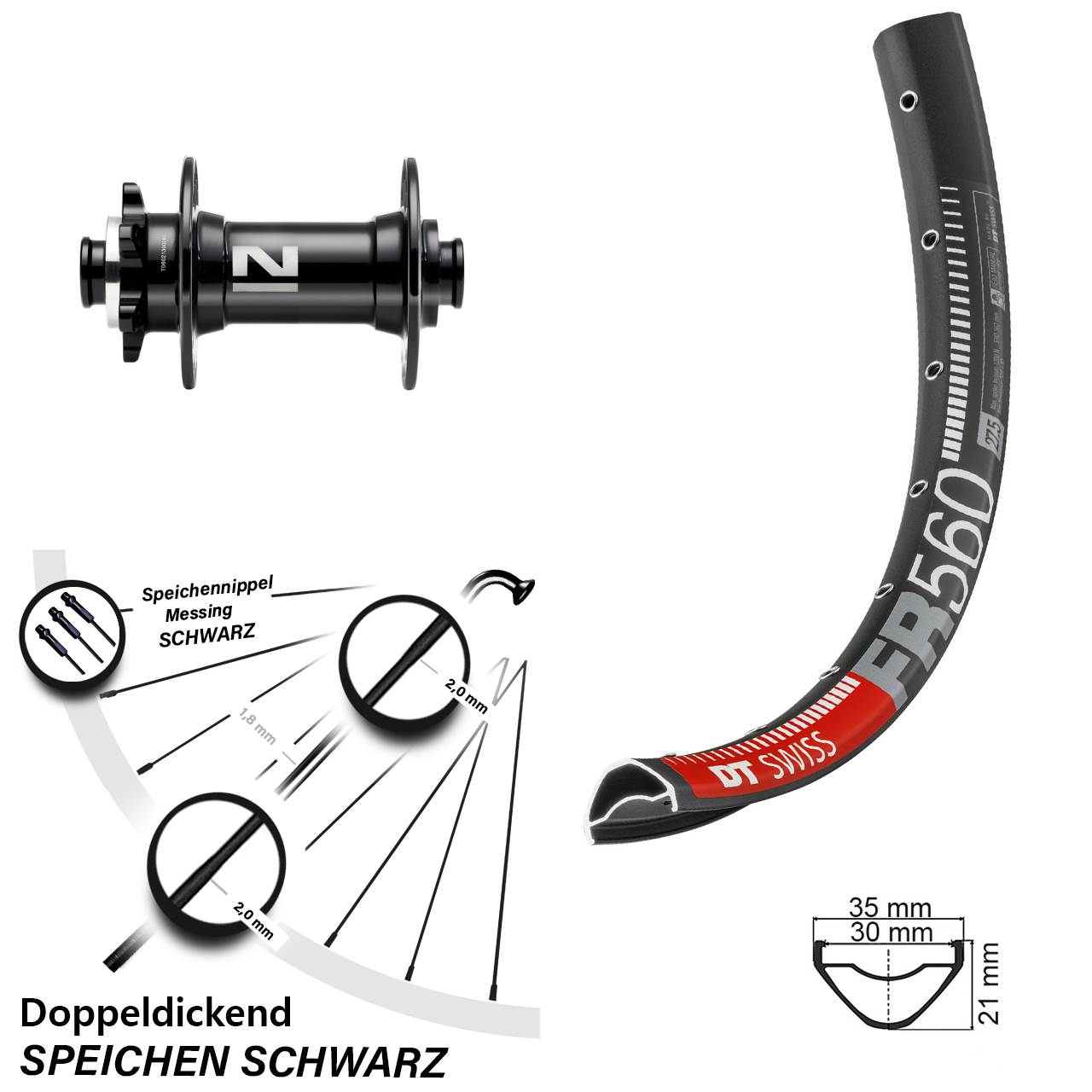 Disc Laufrad 26 Zoll DT Swiss FR 560 Novatec D041 15x110 Boost