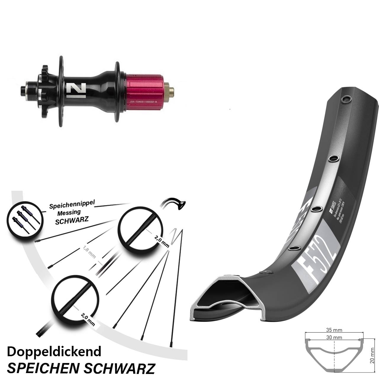 DT Swiss F572 Novatec D792 29 Zoll 6-Loch Hinterrad für Schnellspanner 8-12 fach