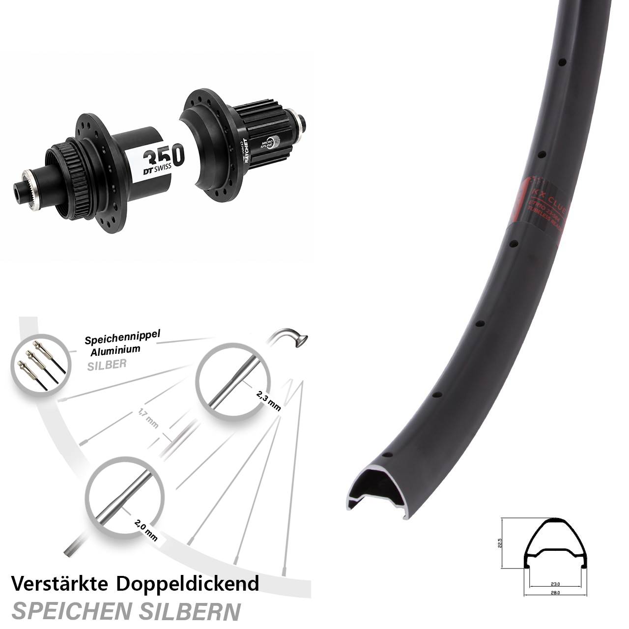KX Clue DT Swiss 350 28-29 Zoll Disc Hinterrad für Schnellspanner Boost Micro Spline