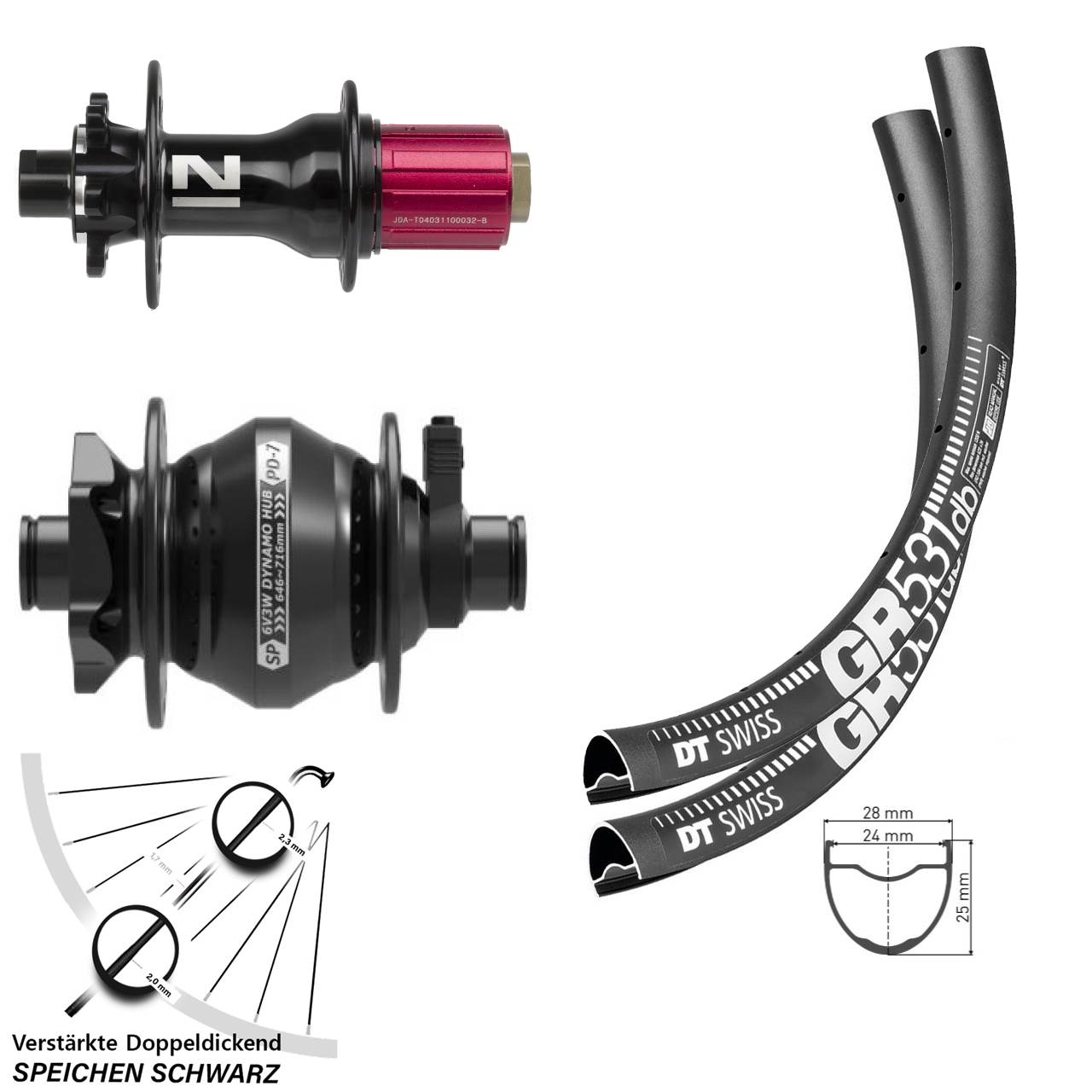 DT Swiss GR531 Novatec D792 Disc 6-Loch Shutter PD-7 650B Laufradsatz 12x100/142 8-12 fach