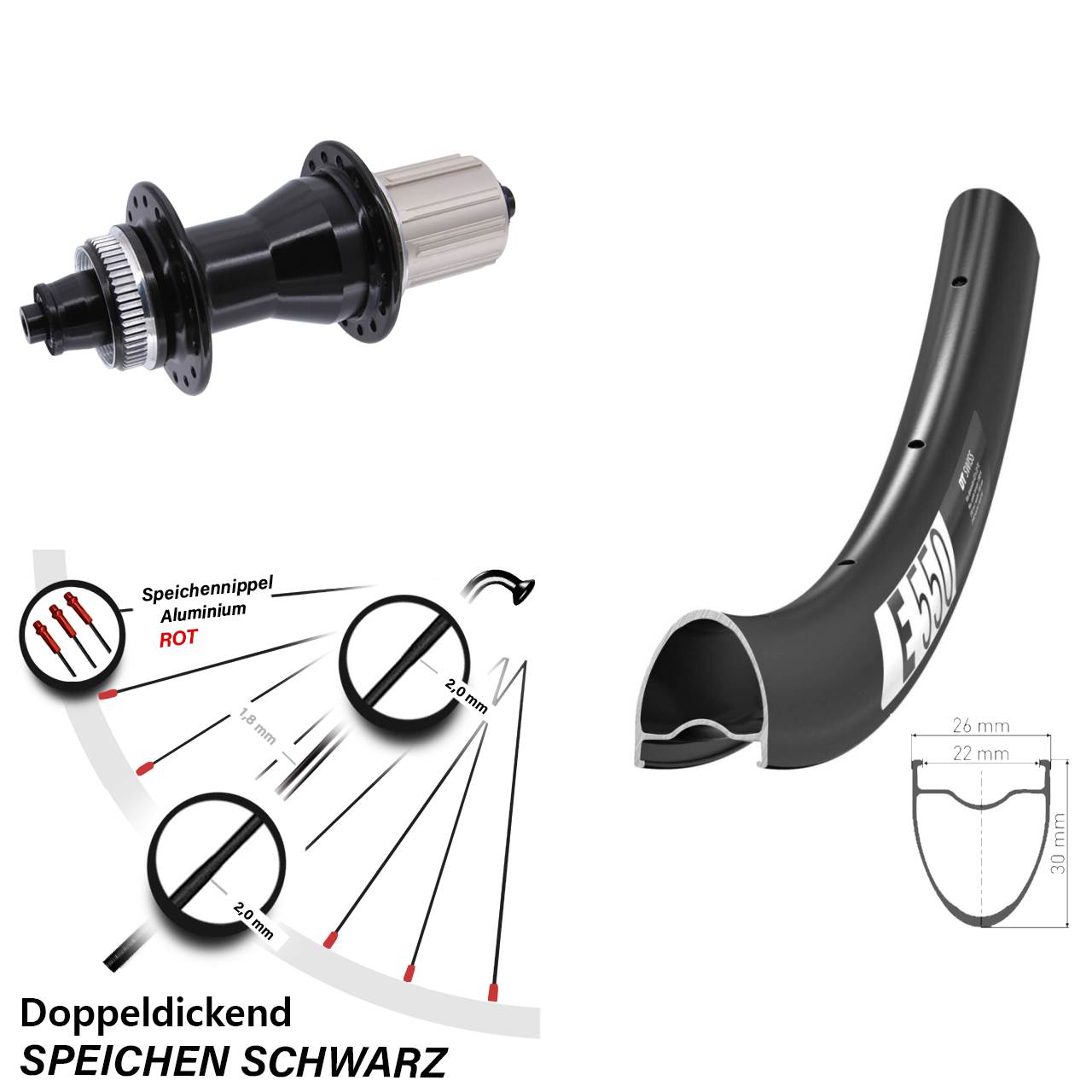 DT Swiss E550 Novatec CL-135 28 Zoll Disc Hinterrad für Schnellspanner 8-12 fach