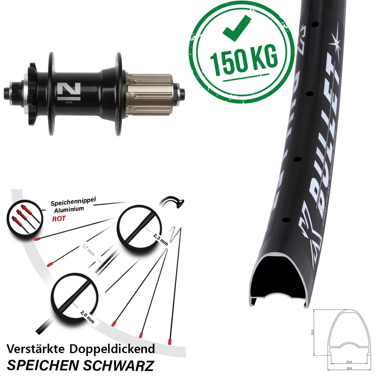 29 Zoll KX Bullet Novatec D-042SB Disc Laufrad QR 8-11 fach