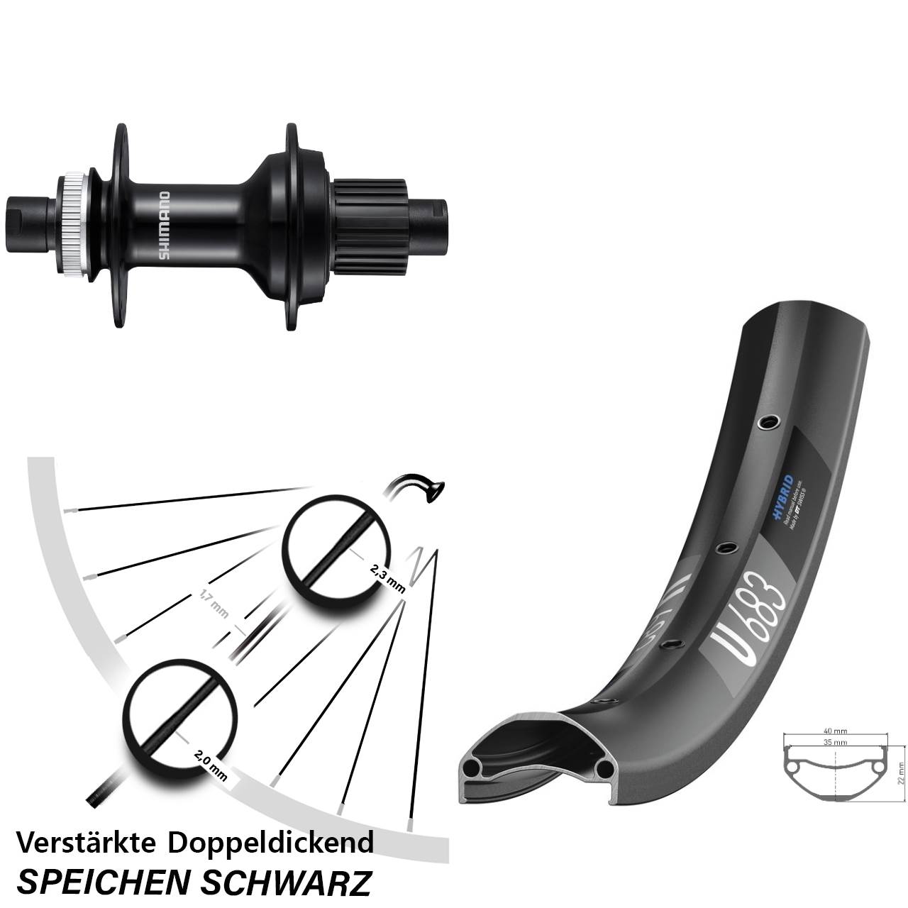 Disc Hinterrad 27,5 Zoll DT Swiss U683 Shimano FH-MT510-B Micro Spline 12x148