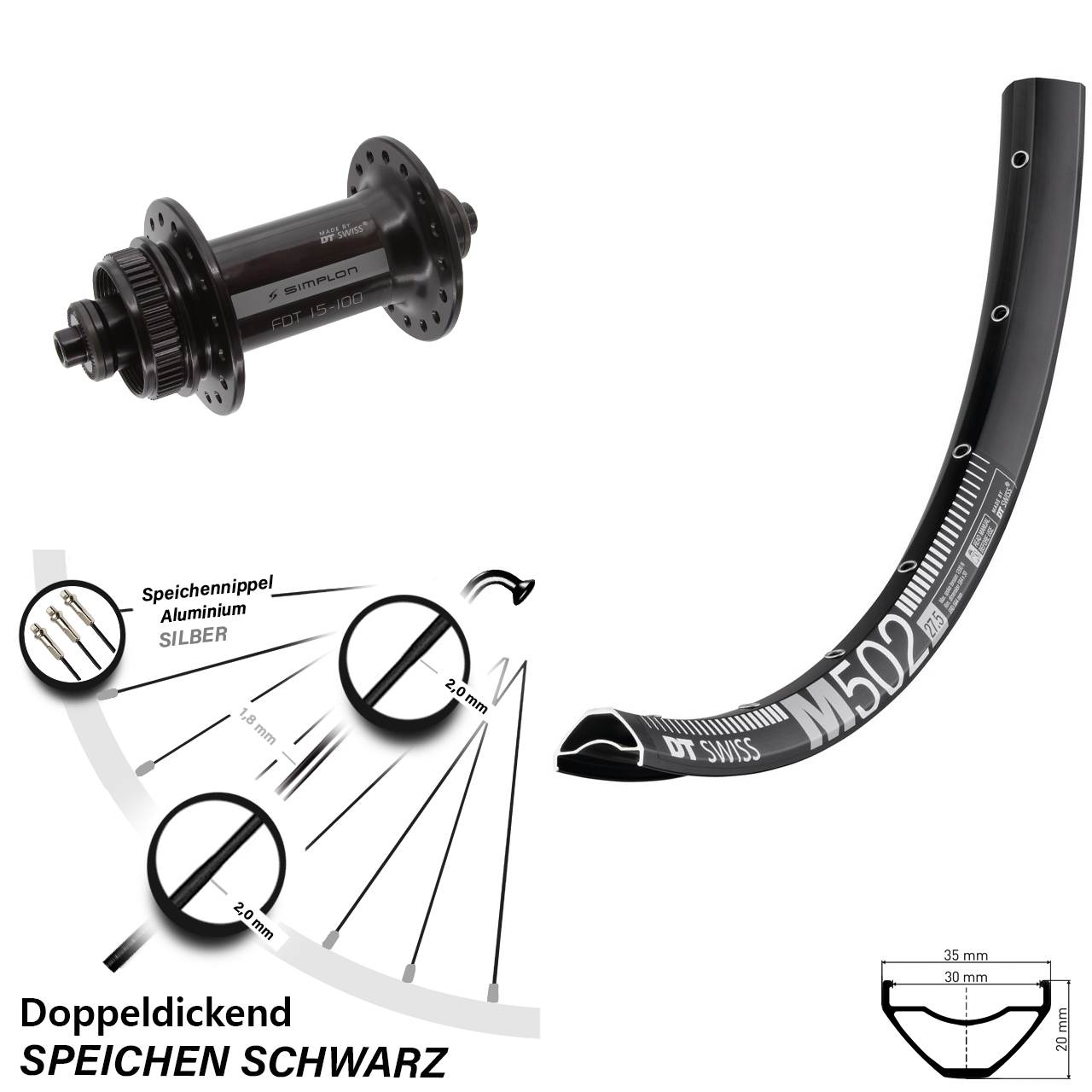 DT Swiss M502-370 29 Zoll Centerlock Vorderrad QR