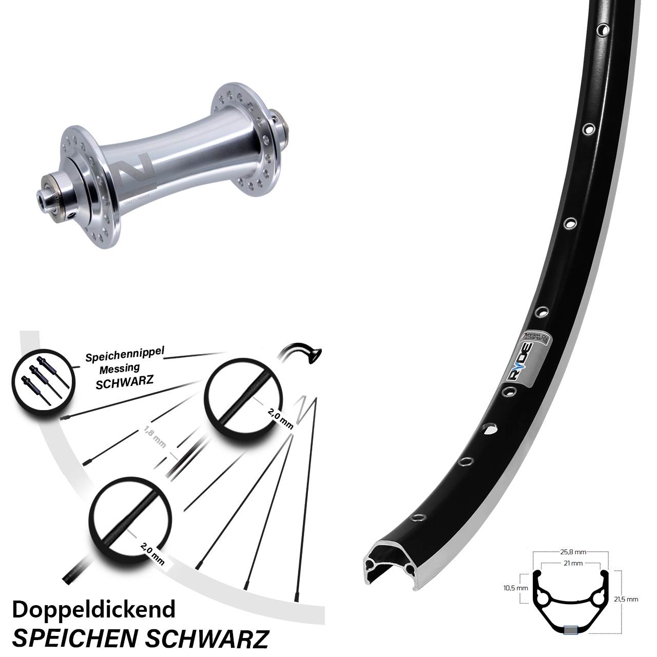 Laufrad 28 Zoll Ryde ZAC 421 Novatec A-141SB QR