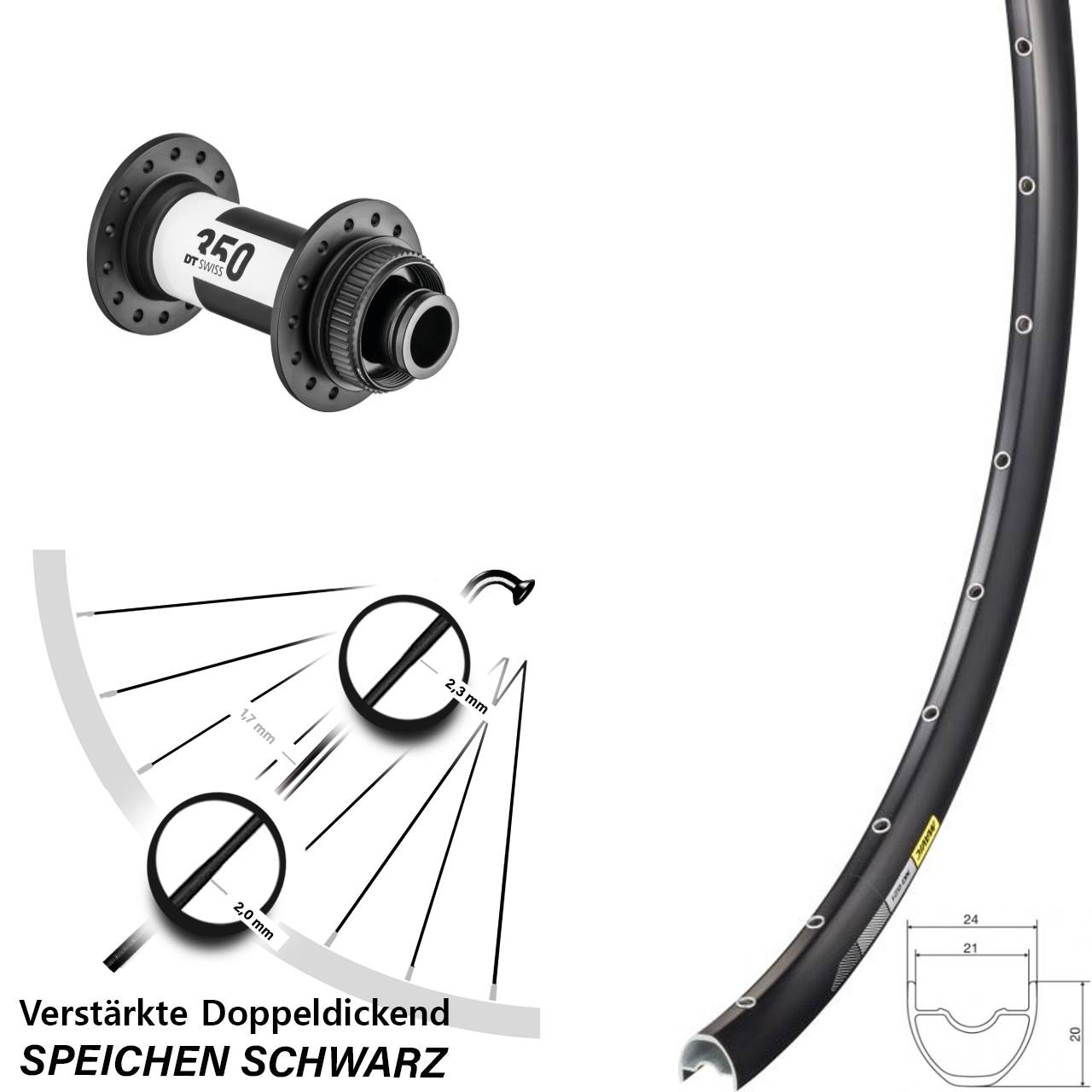 Disc Laufrad 29 Zoll Mavic XC621 DT Swiss 350 15x100