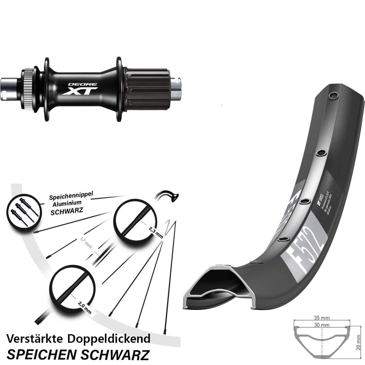 DT Swiss F 572 Shimano XT FH-M8010-B 650B Disc Laufrad 12x148 Boost 8-11 fach