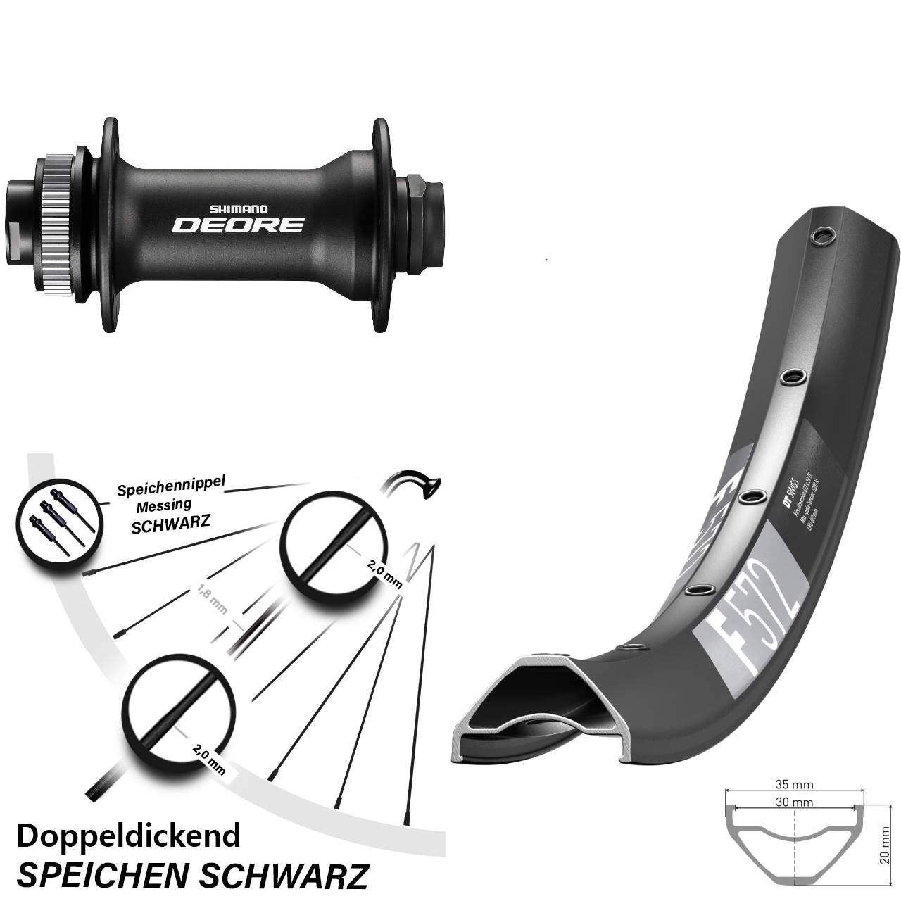 DT Swiss F 572 Shimano Deore 650B Vorderrad Centerlock 15x110 Boost