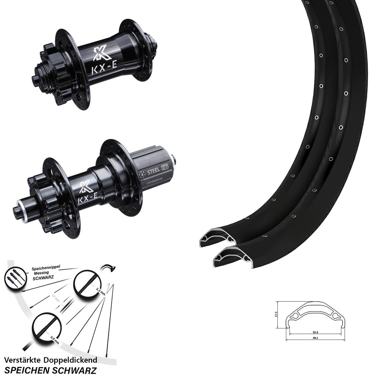 29 Zoll Ryde Disc 35 KX-E Heavy Duty Disc Laufrad-Satz für Schnellspanner 8-12 fach