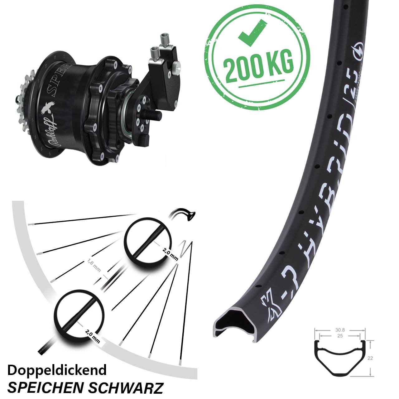 Disc Laufrad 26 Zoll KX-R Hybrid 25 Rohloff Speedhub 500/14 TS DB OEM
