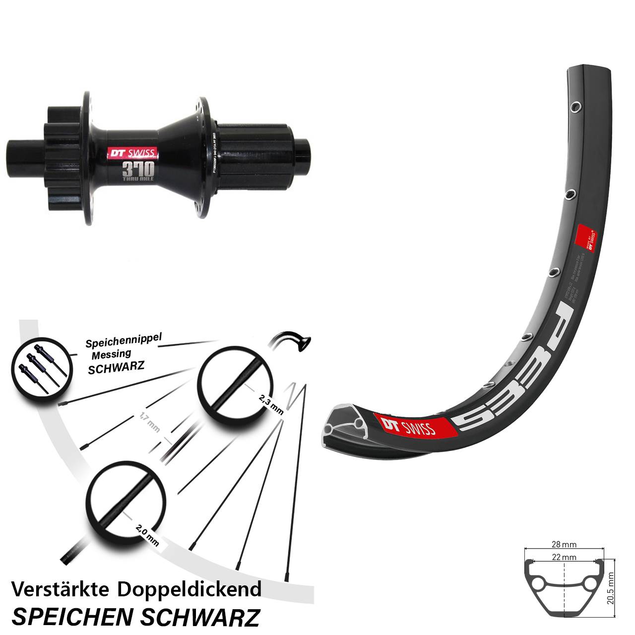 Hinterrad 6-Loch 12x142 650B DT Swiss 533 D-370 Hybrid 8-11 fach