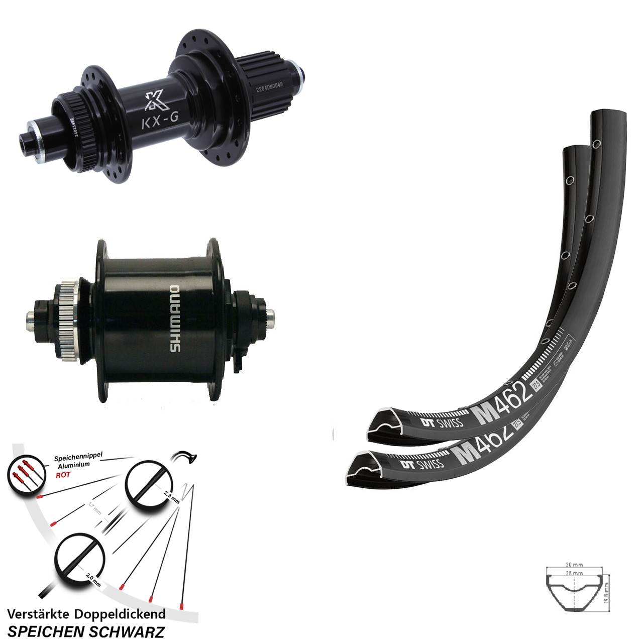 Disc Laufrad-Satz QR 27,5 Zoll DT Swiss M 462 KX-GS verstärkt DH-UR700 Micro Spline