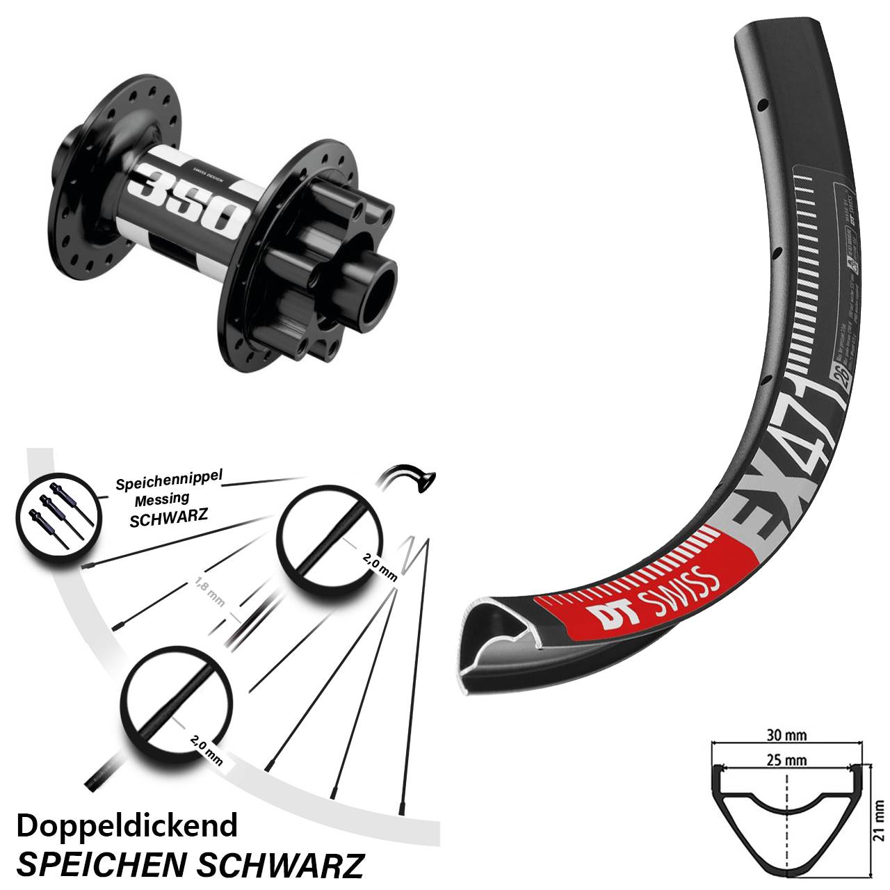 Boost Disc Vorderrad 15x110 26 Zoll DT Swiss EX 471 350